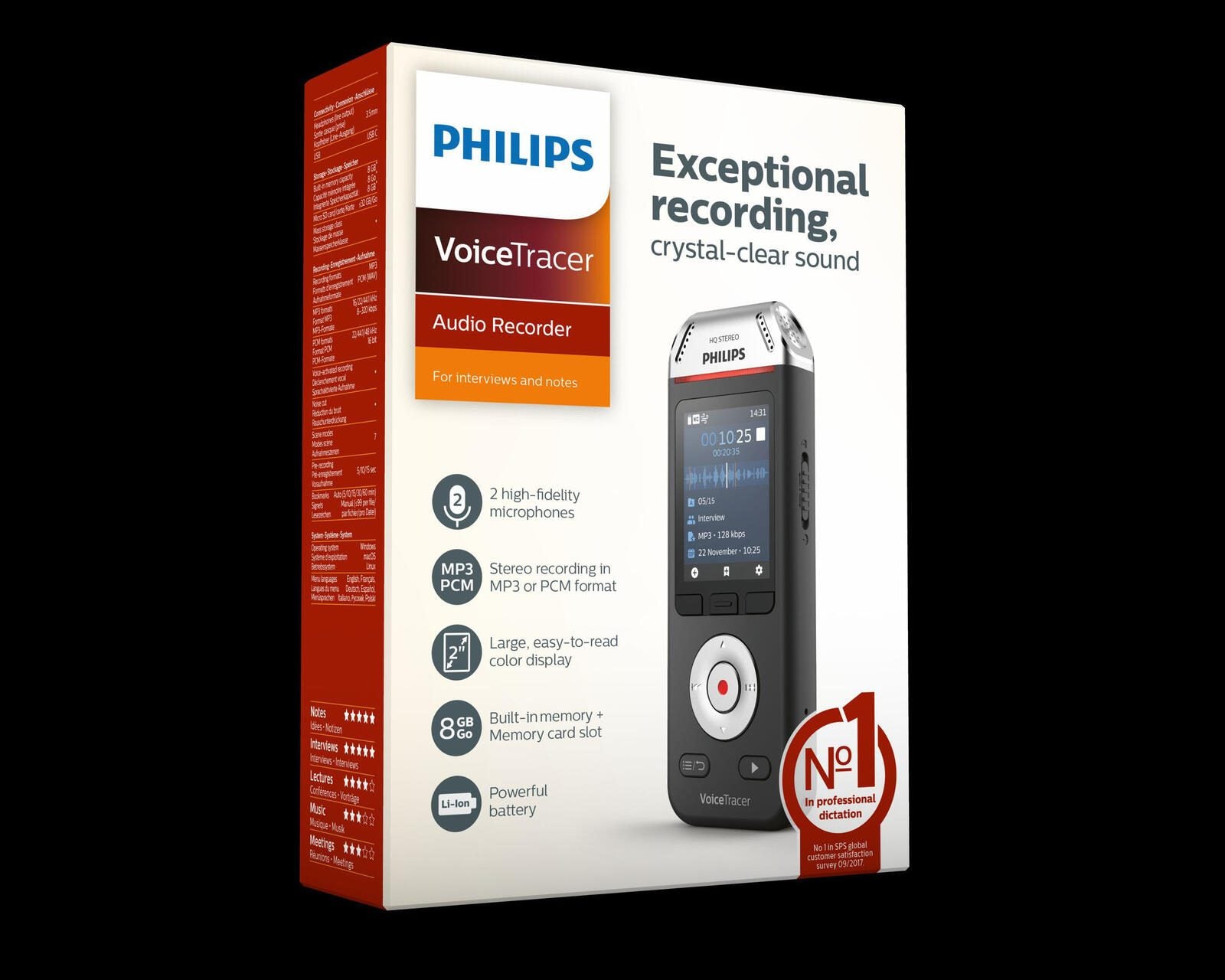 PHILIPS DVT2110 digitales Diktiergerät 8 GB