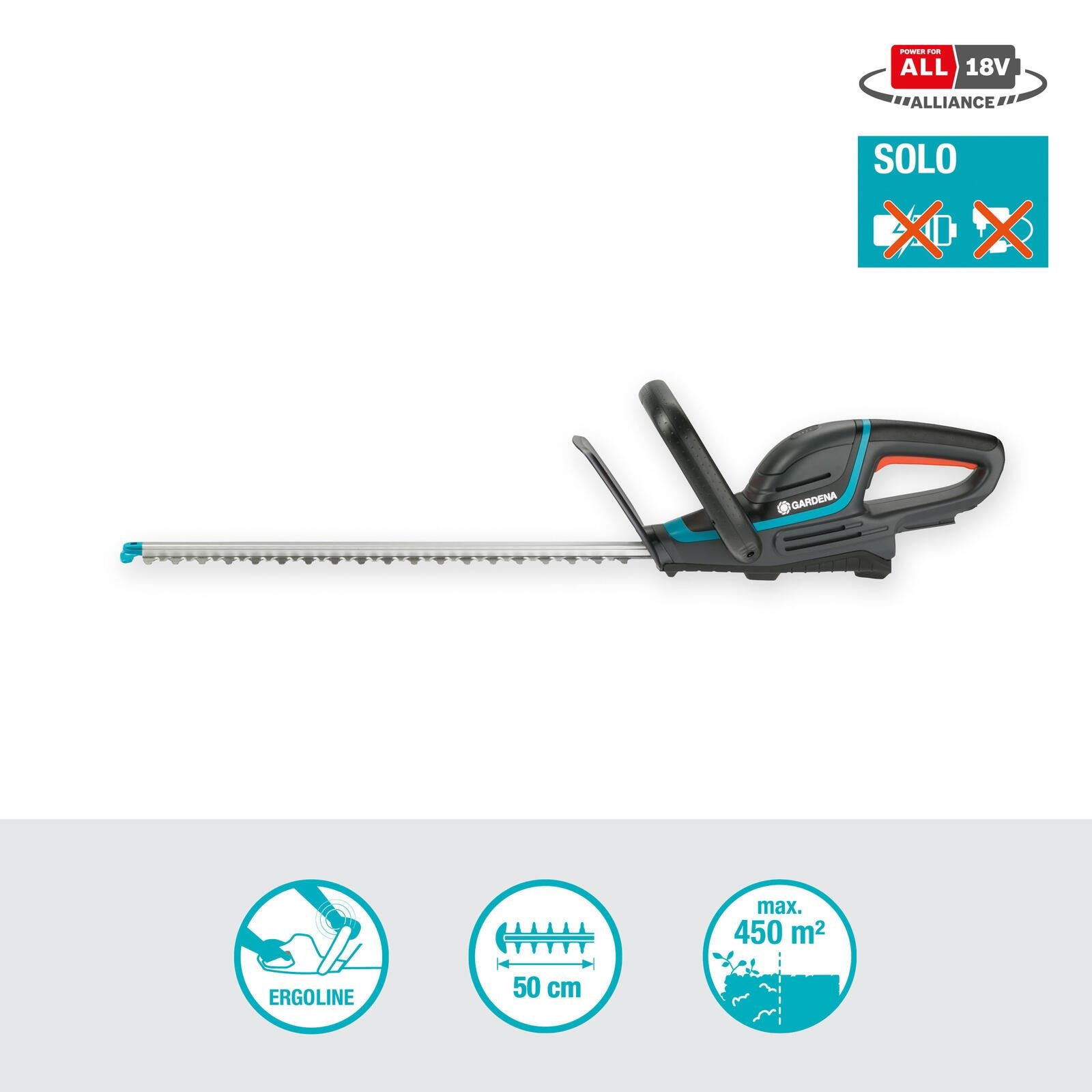 GARDENA ComfortCut 50/18V solo Akku-Heckenschere