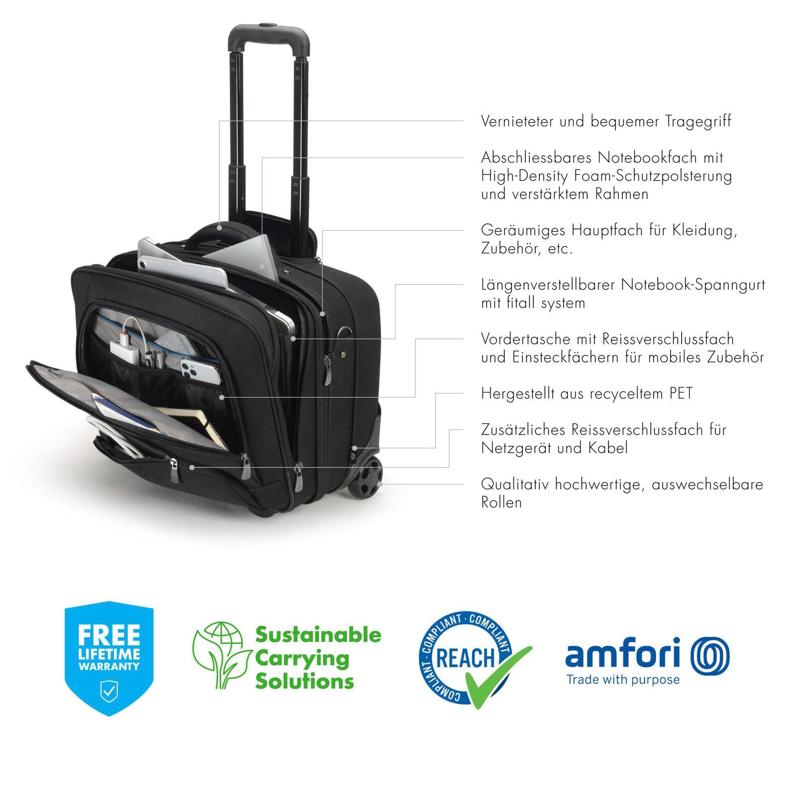 Dicota Laptop-Trolley bis 40,6 cm (16 Zoll) Polyester schwarz