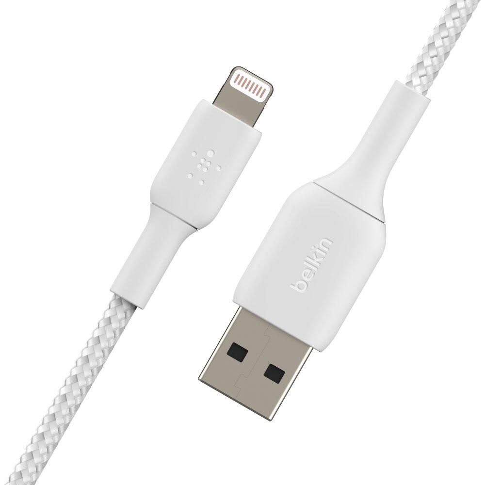 Belkin BoostCharge geflochtenes 1 m USB-A/Lightning Kabel, weiß