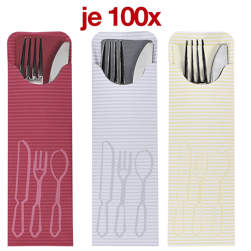 PAPSTAR Bestecktaschen 7,3 x 23,5 cm creme