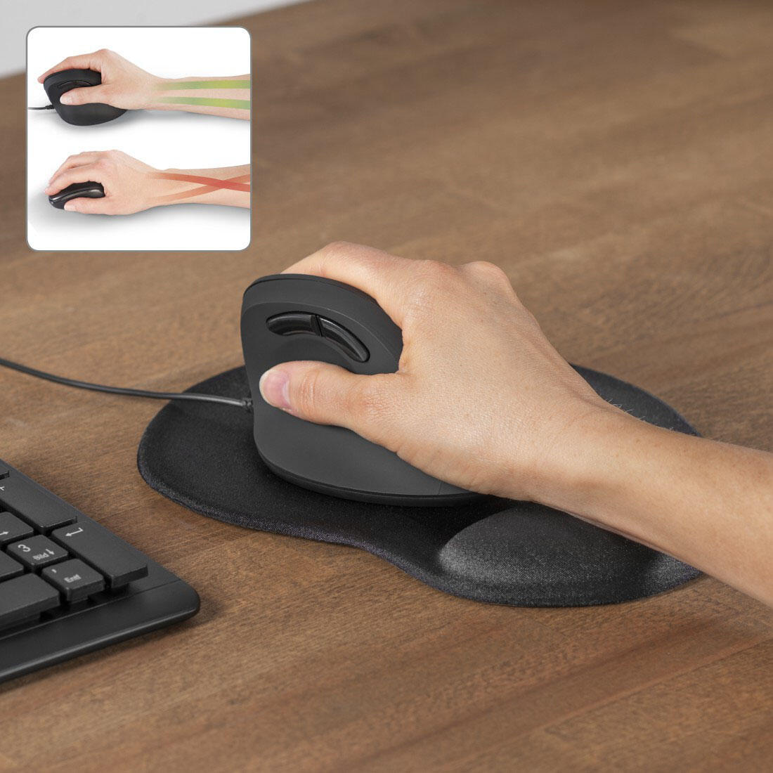Hama Mousepad mit Handgelenkauflage Ergonomic schwarz