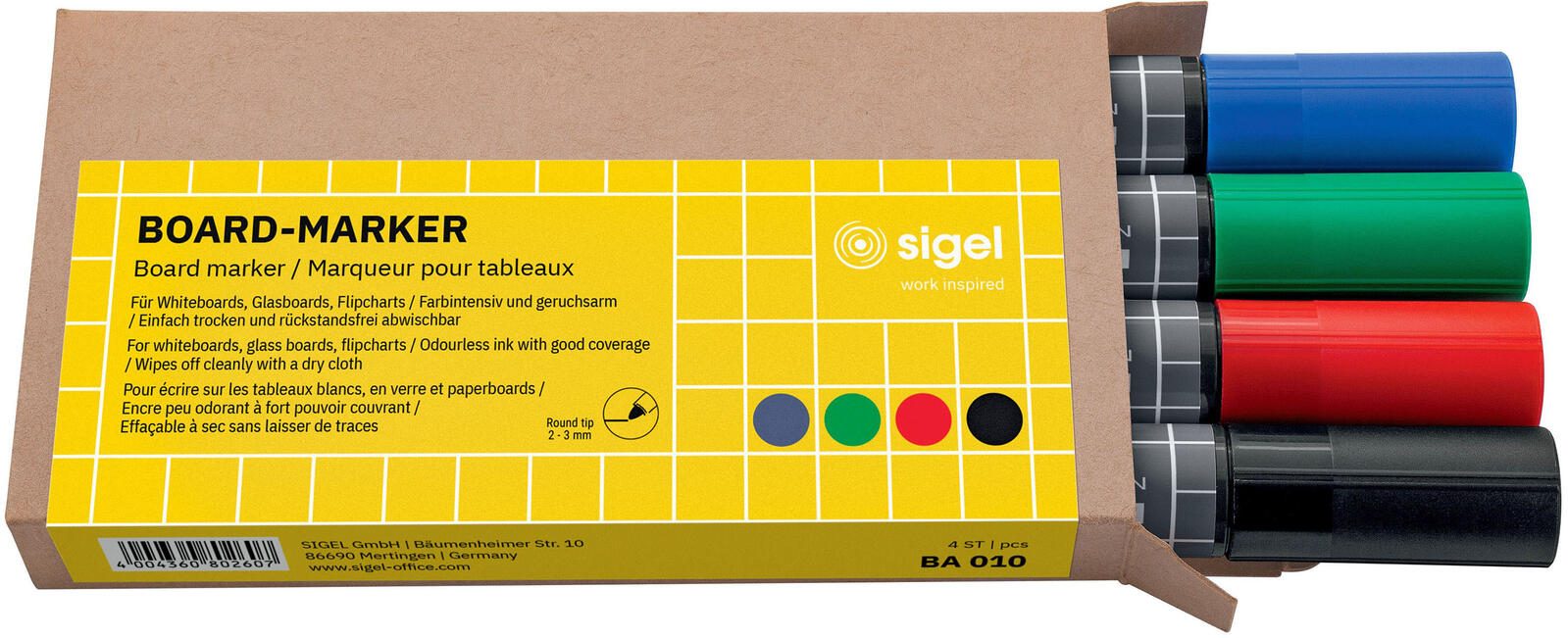 SIGEL Whiteboard- und Flipchart-Marker 2.0 - 3.0 mm Mehrfarbig