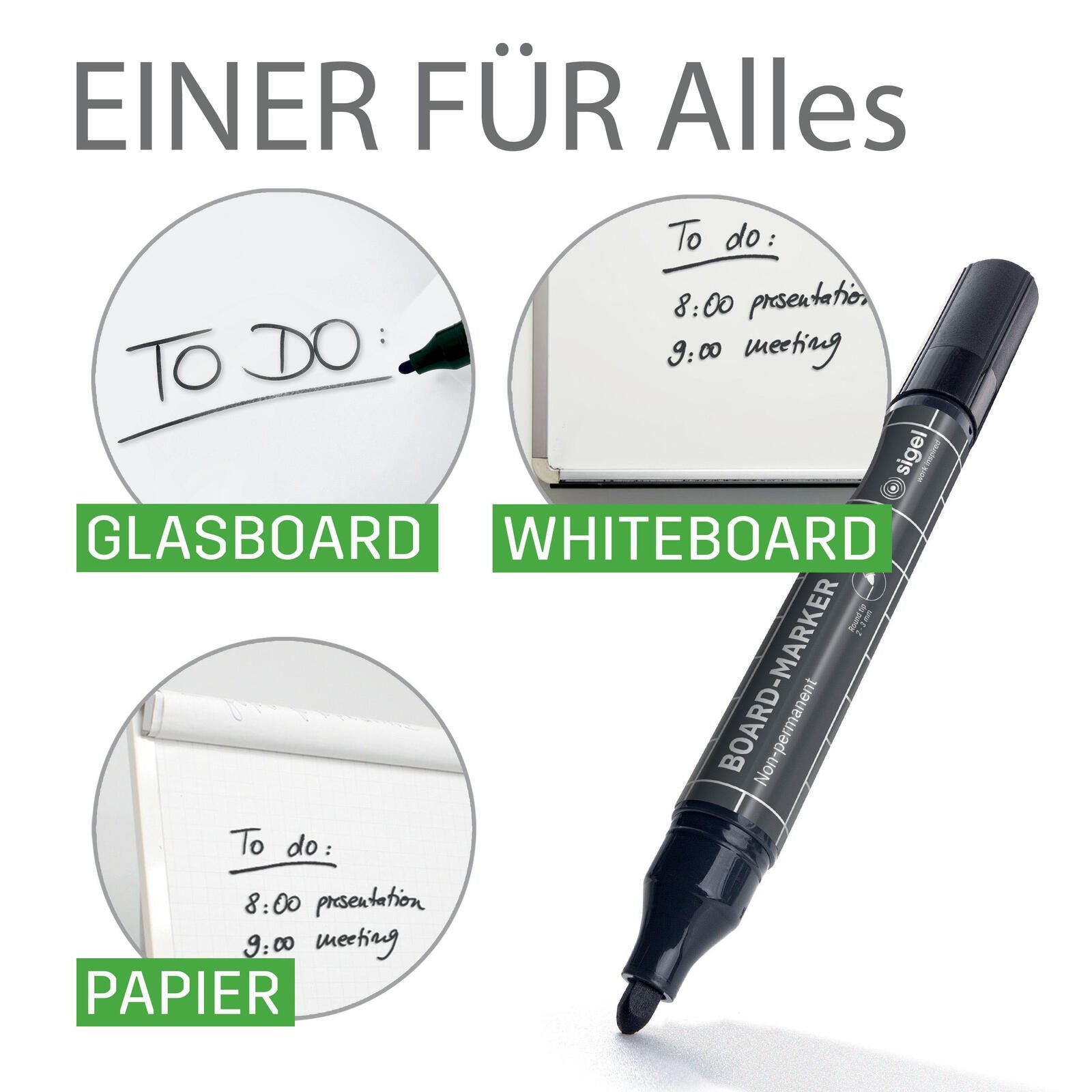 SIGEL Whiteboard- und Flipchart-Marker 2.0 - 3.0 mm Mehrfarbig