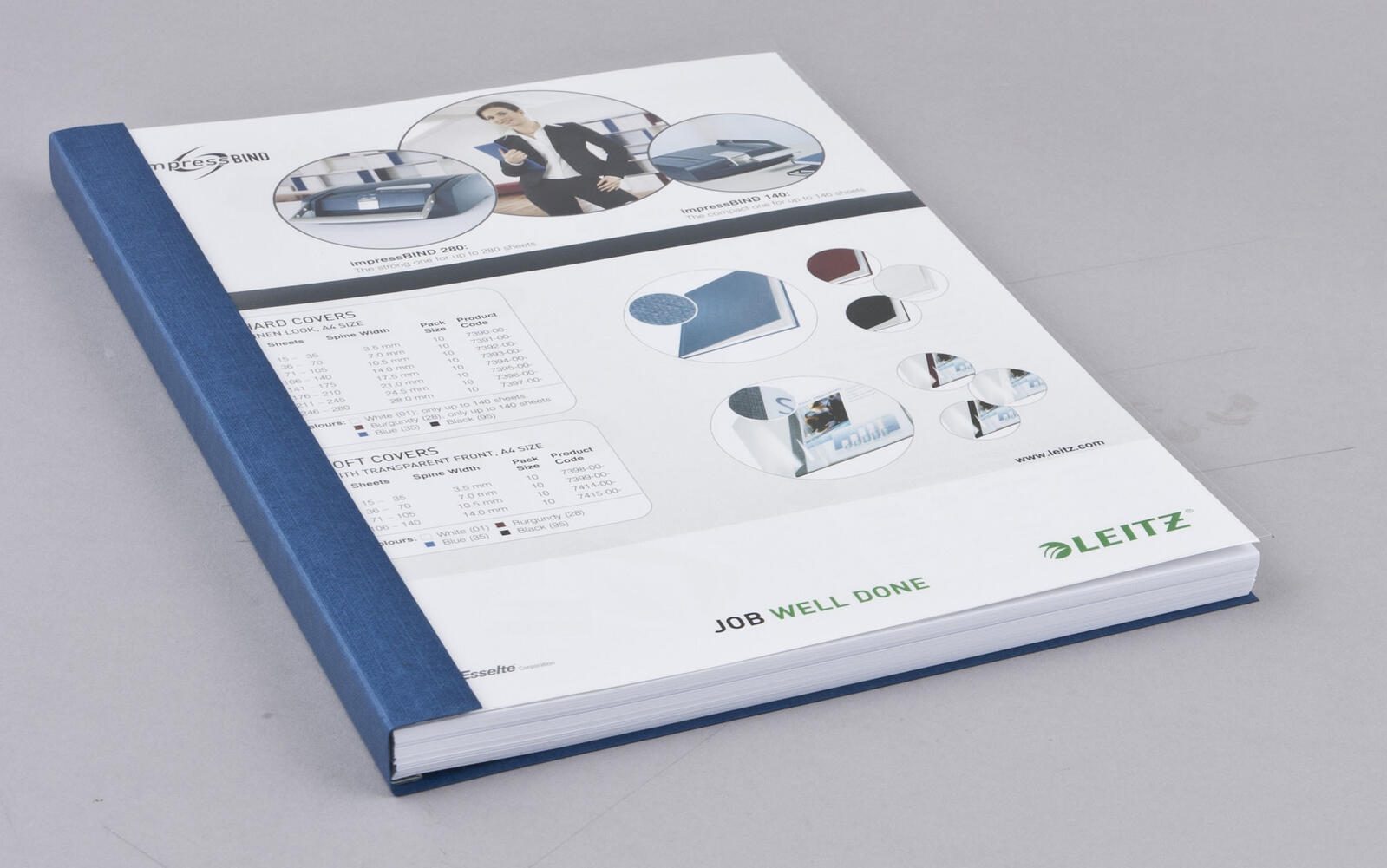 LEITZ Buchbindemappen blau für 106-140 Blatt DIN A4