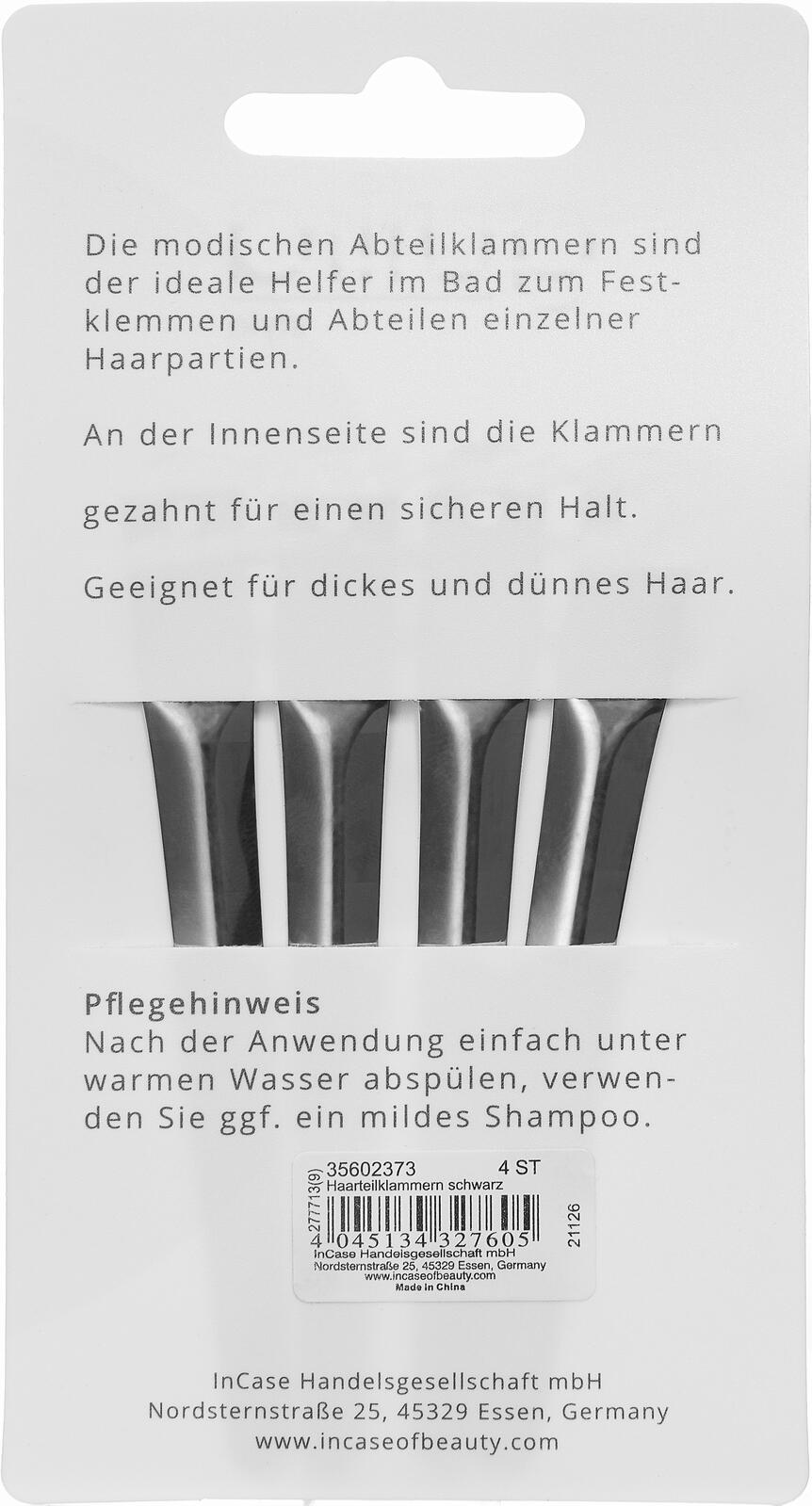 Haarabteilklammern schwarz P60