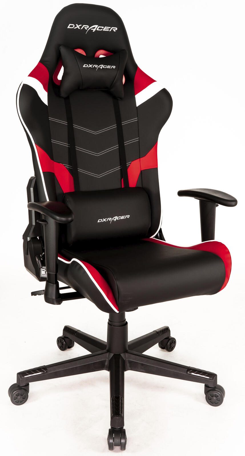 DXRacer Prince Serie OH-PF188-NRW Gaming-Stuhl - Regular / L - PVC Kunstleder - schwarz/rot/weiß