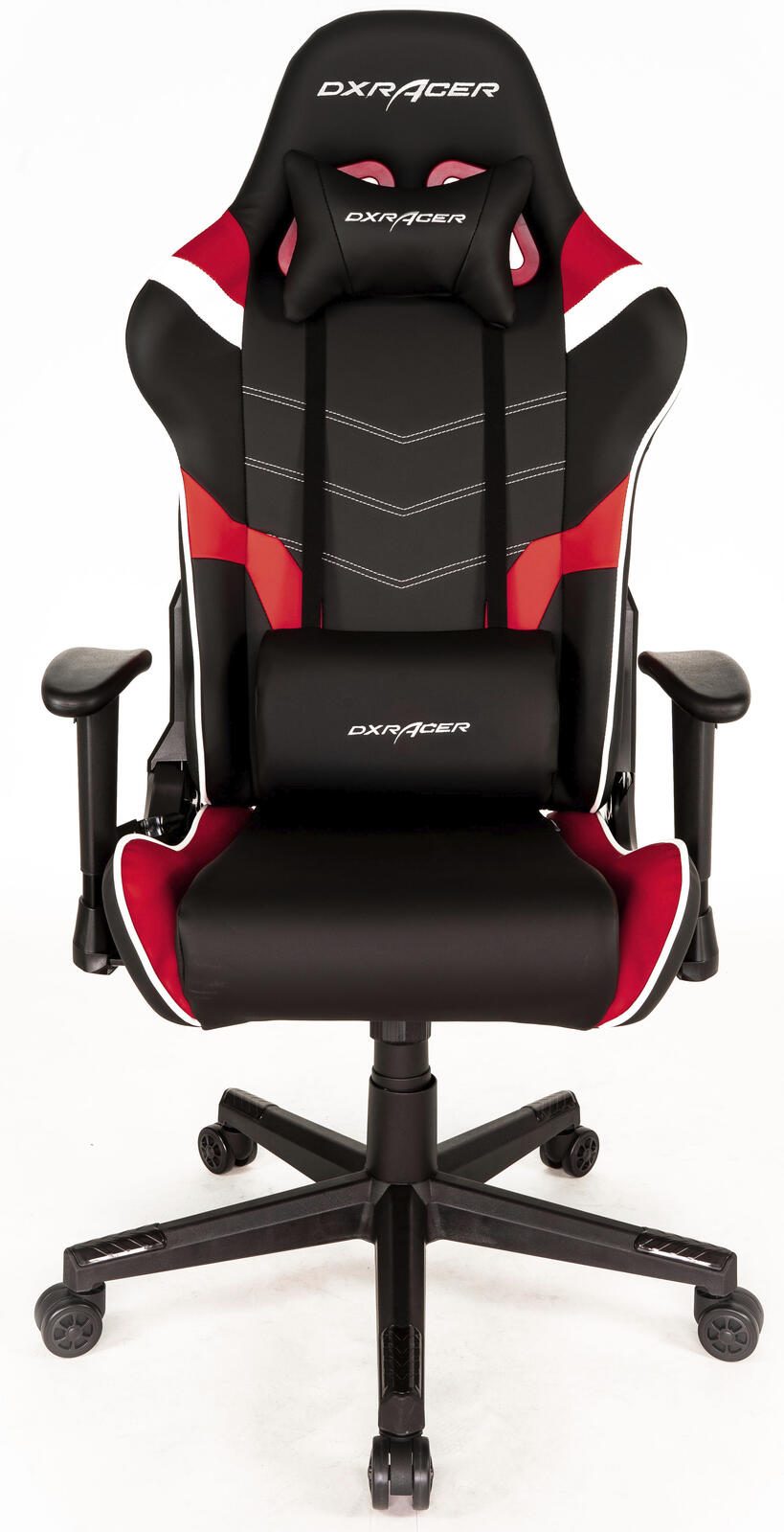 DXRacer Prince Serie OH-PF188-NRW Gaming-Stuhl - Regular / L - PVC Kunstleder - schwarz/rot/weiß
