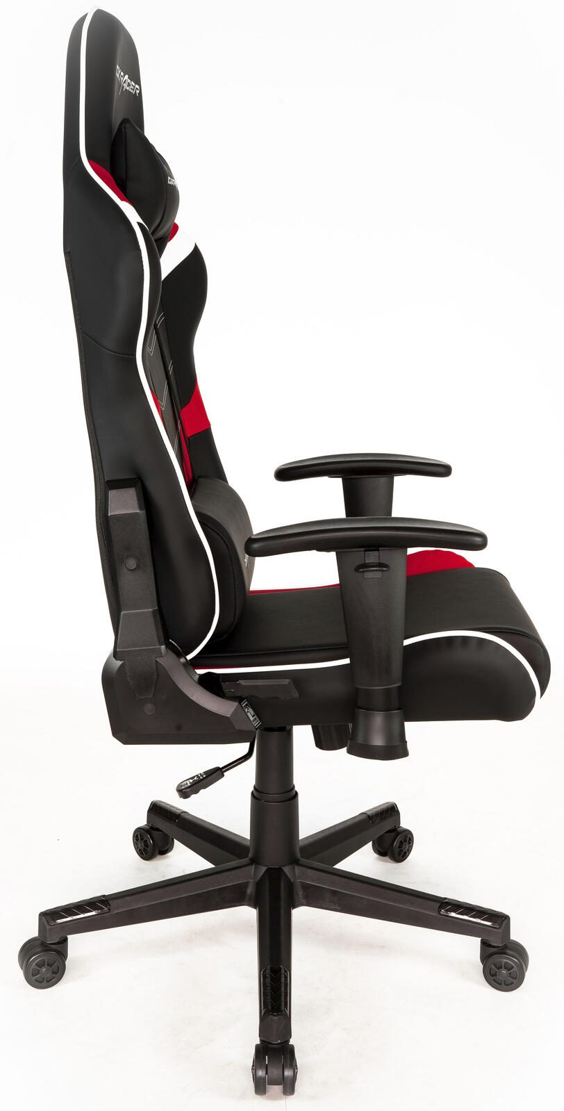 DXRacer Prince Serie OH-PF188-NRW Gaming-Stuhl - Regular / L - PVC Kunstleder - schwarz/rot/weiß