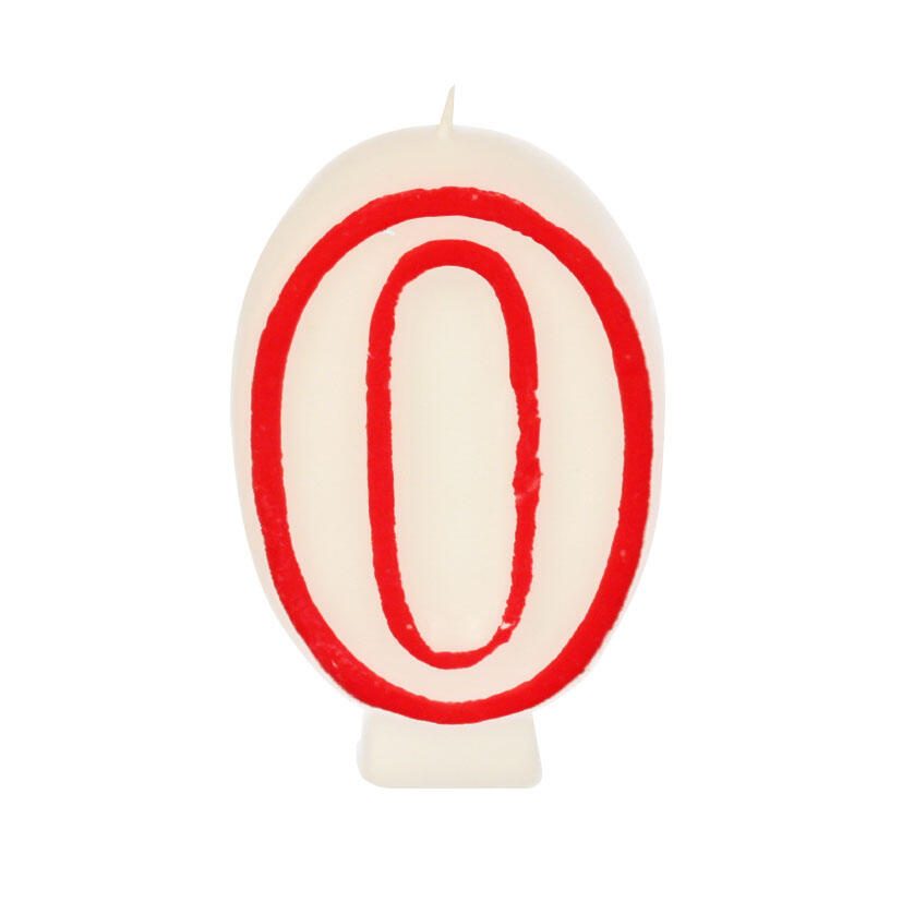 PAPSTAR 0 Zahlenkerzen 7.3 cm weiß, rot