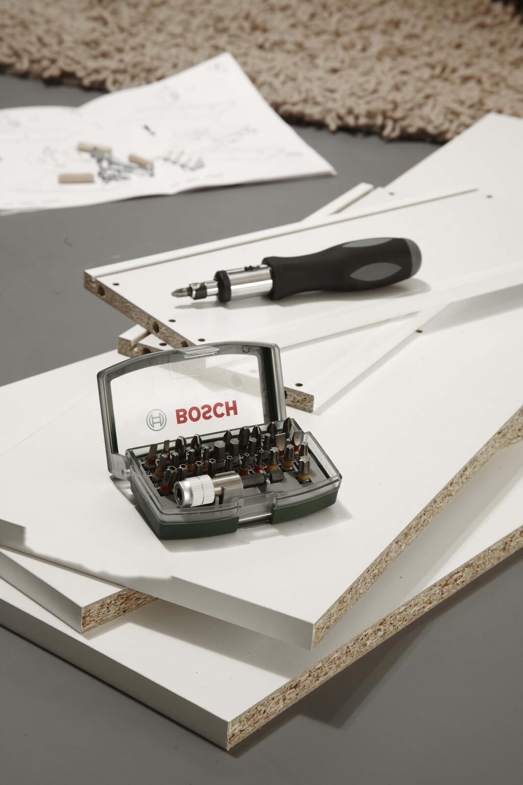 BOSCH Bit-Set Set mit Handschraubendreher 32-teilig