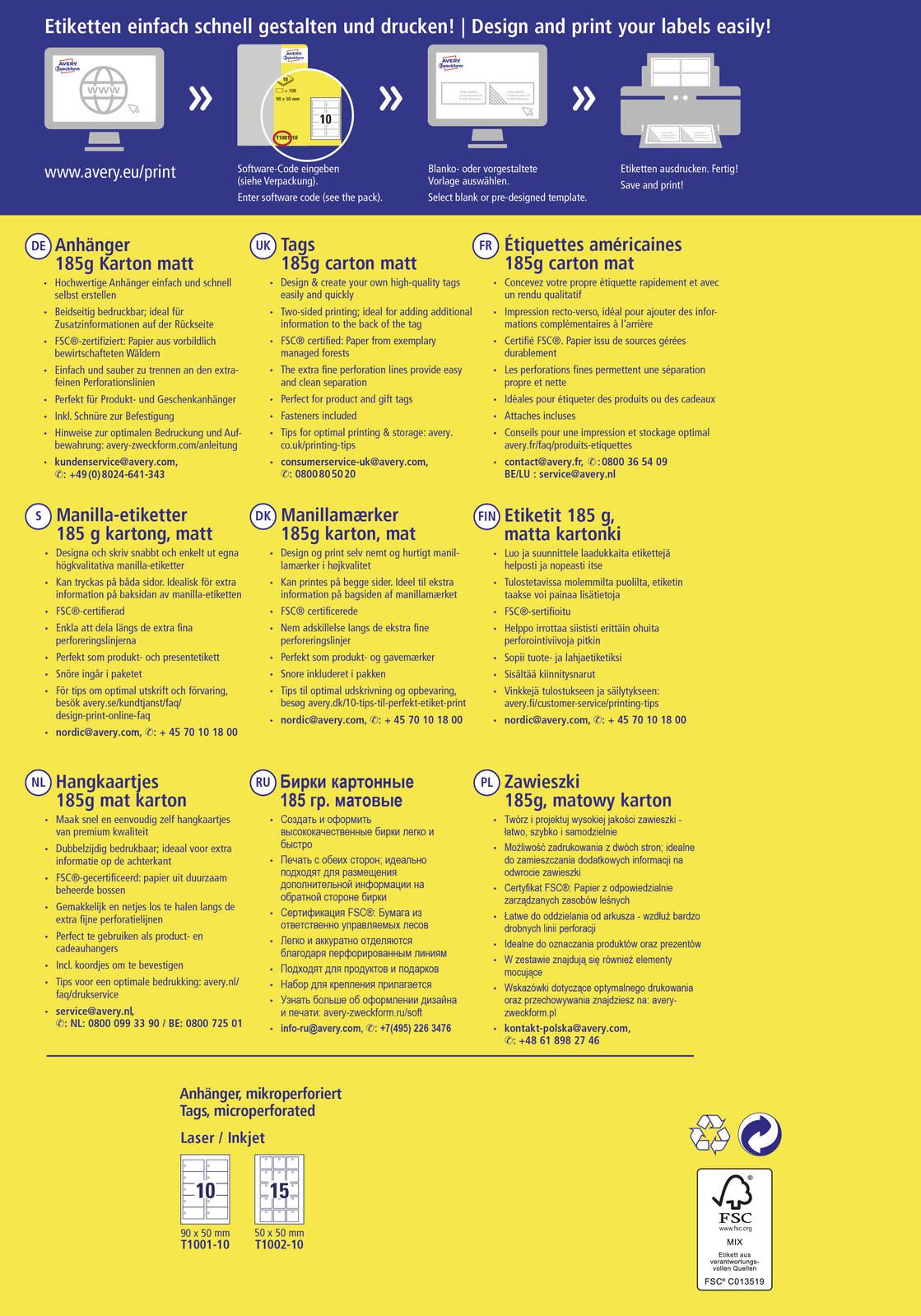 AVERY Zweckform Hängeetiketten 50,0 x 50,0 mm