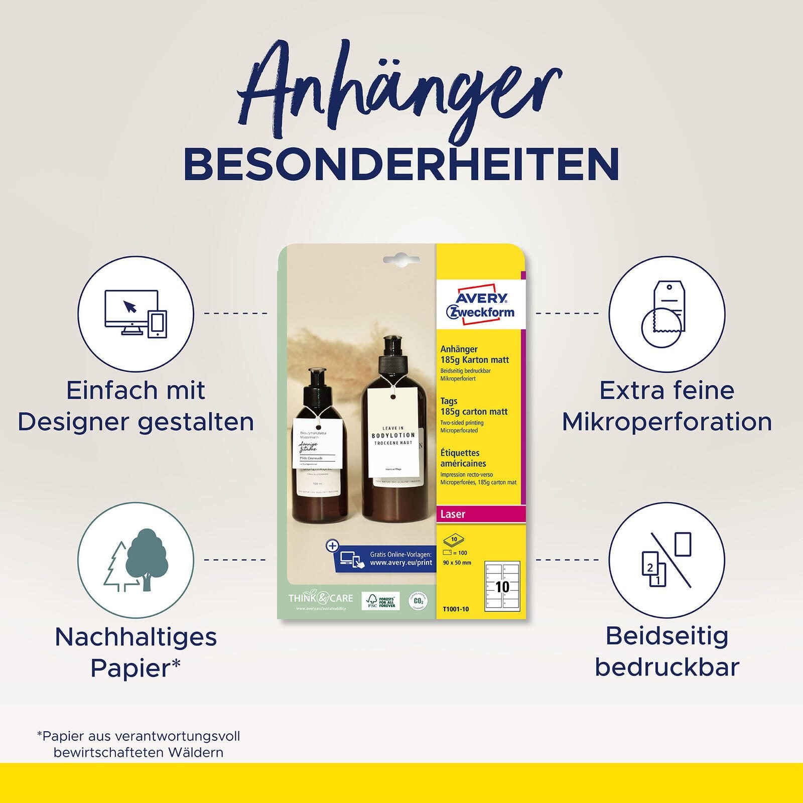 AVERY Zweckform Hängeetiketten 50,0 x 50,0 mm