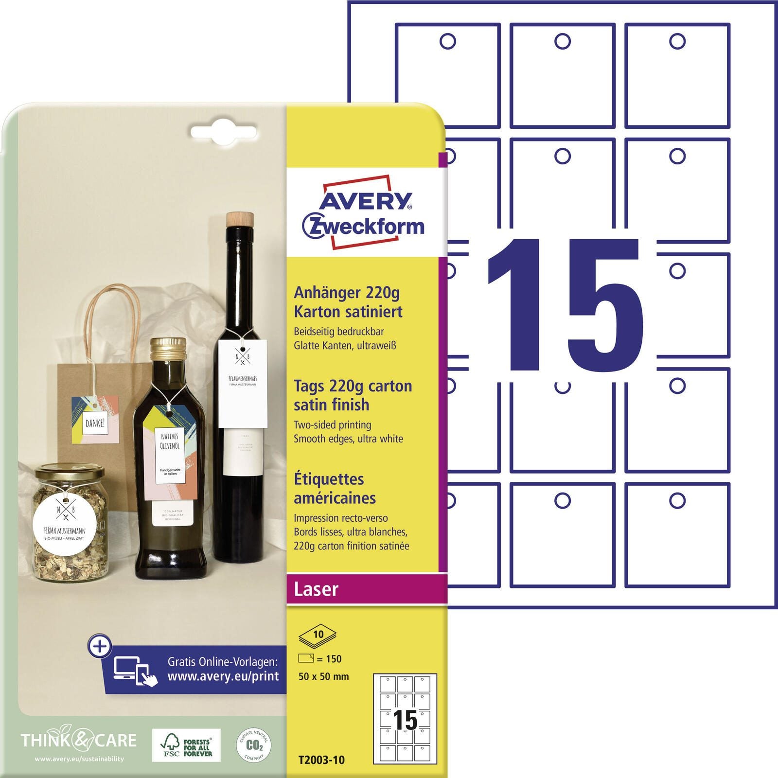 AVERY Zweckform Hängeetiketten 50,0 x 50,0 mm