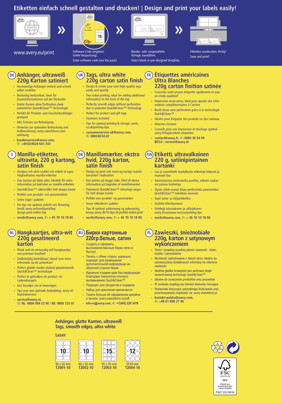 AVERY Zweckform Hängeetiketten 60,0 x 60,0 mm