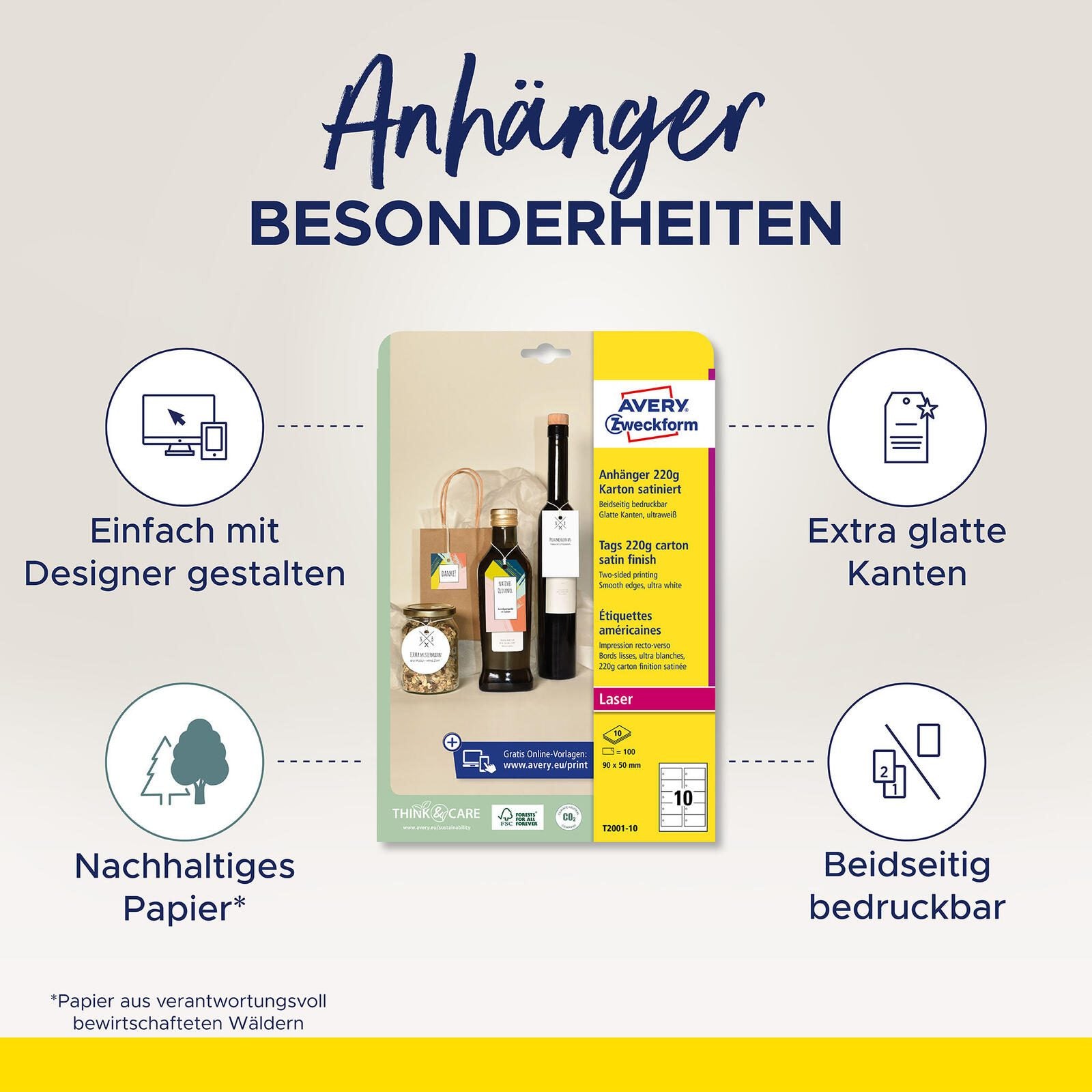 AVERY Zweckform Hängeetiketten 60,0 x 60,0 mm