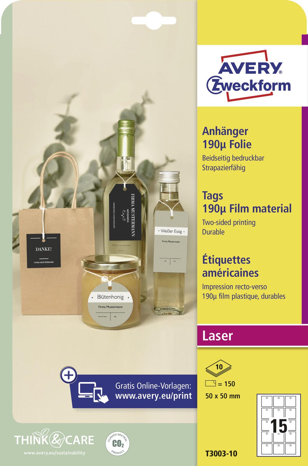 AVERY Zweckform Hängeetiketten 50,0 x 50,0 mm