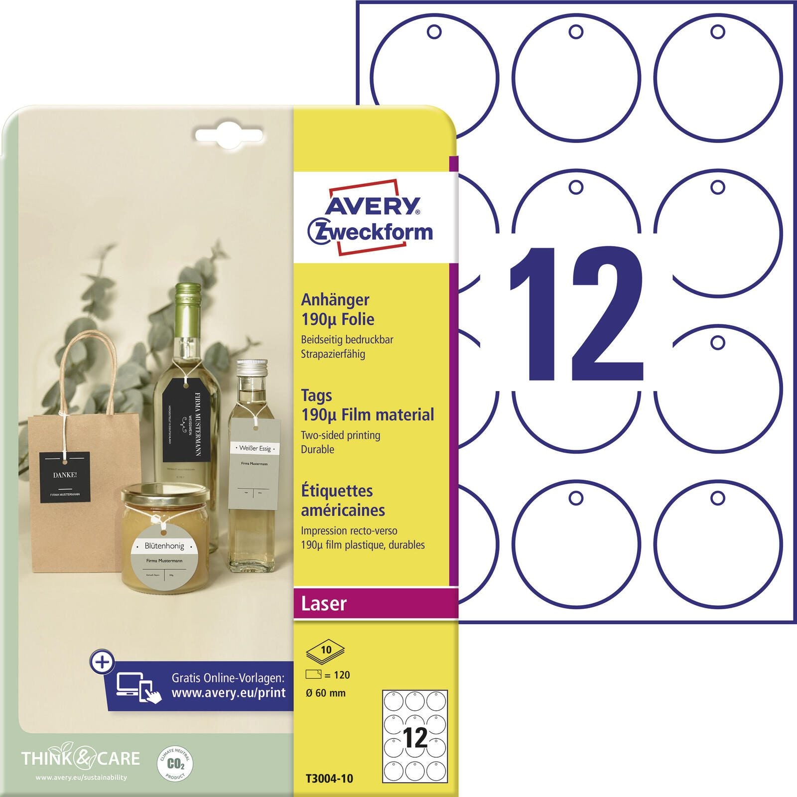AVERY Zweckform Hängeetiketten 60,0 x 60,0 mm
