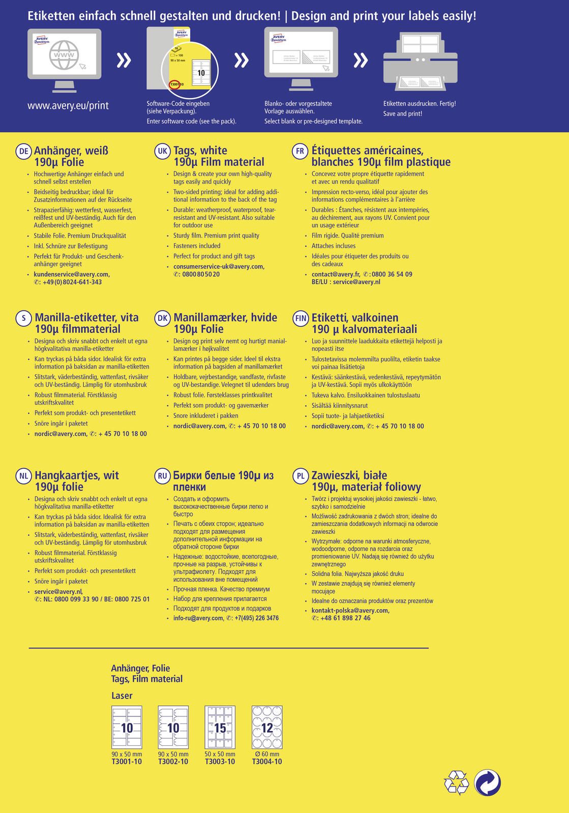 AVERY Zweckform Hängeetiketten 60,0 x 60,0 mm