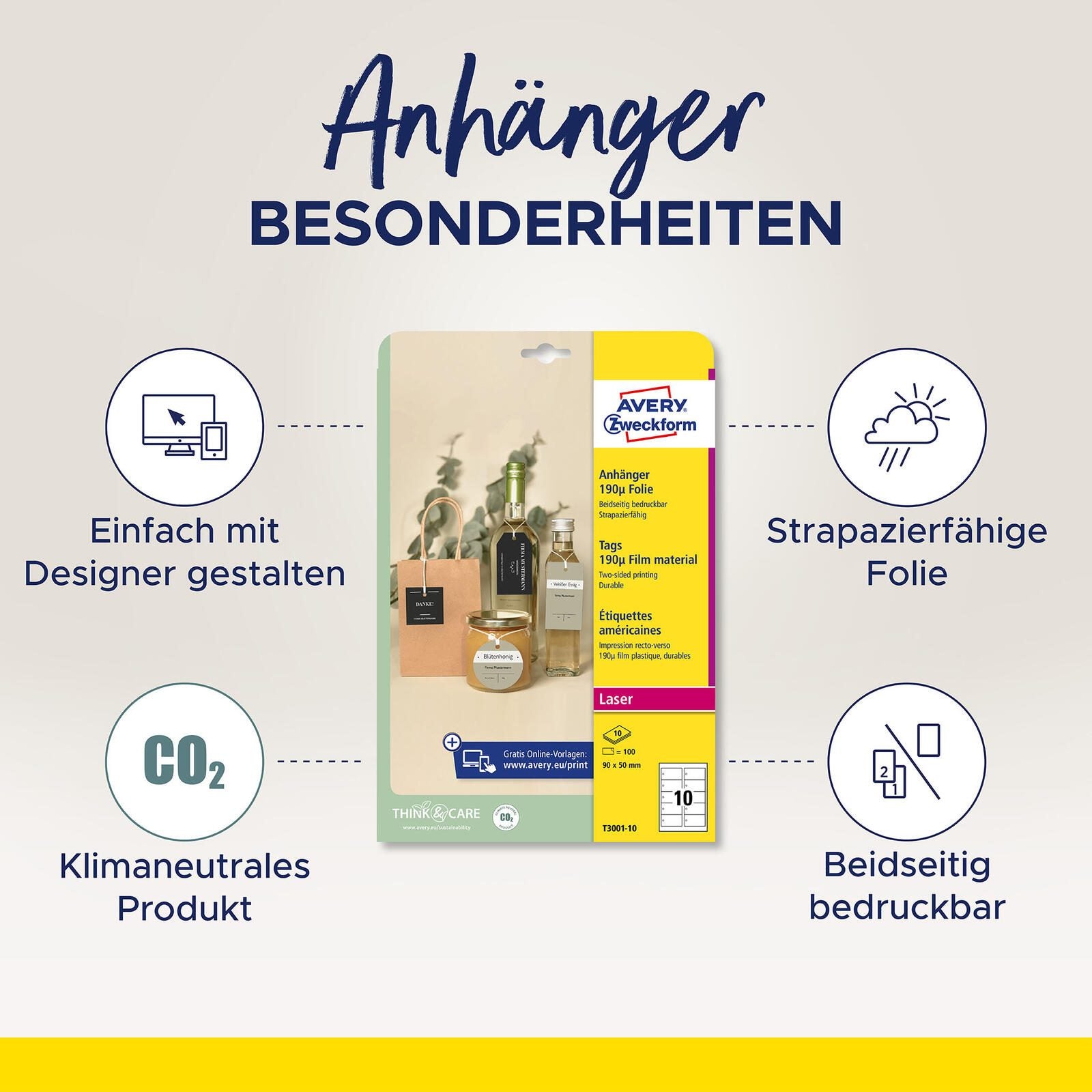 AVERY Zweckform Hängeetiketten 60,0 x 60,0 mm