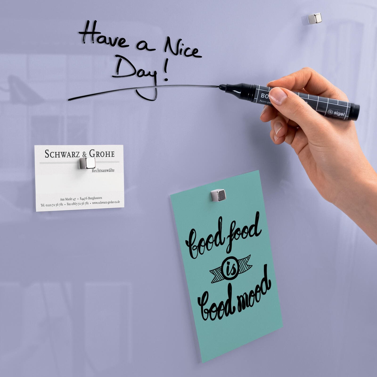 SIGEL Glas-Magnettafel artverum® 48,0 x 48,0 cm lavendel