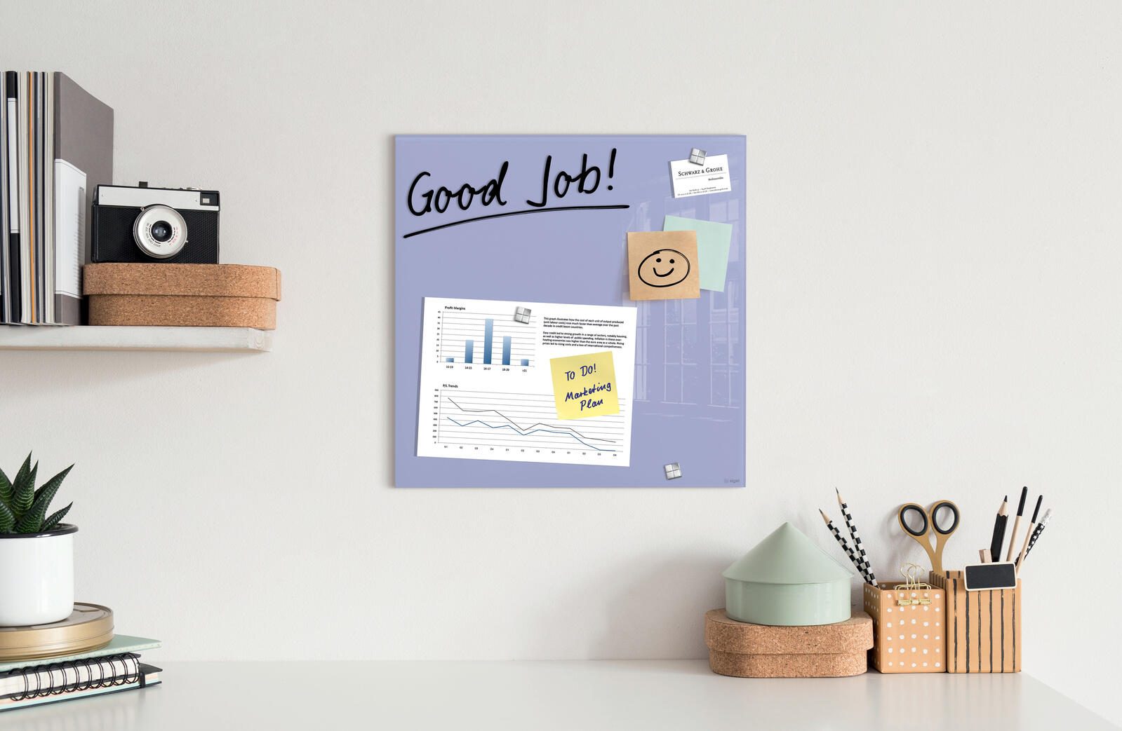 SIGEL Glas-Magnettafel artverum® 48,0 x 48,0 cm lavendel