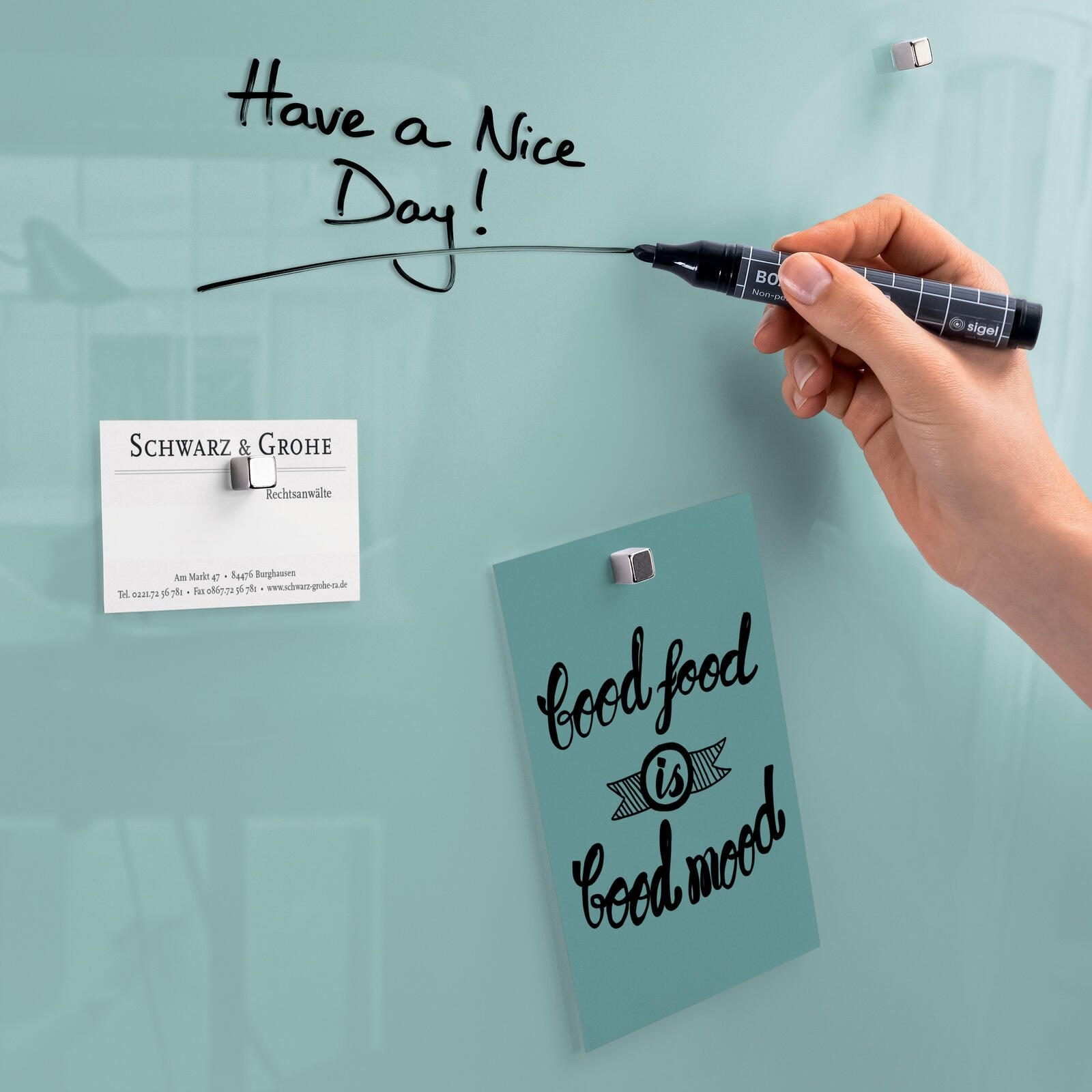 SIGEL Glas-Magnettafel artverum® 48,0 x 48,0 cm aquamarin