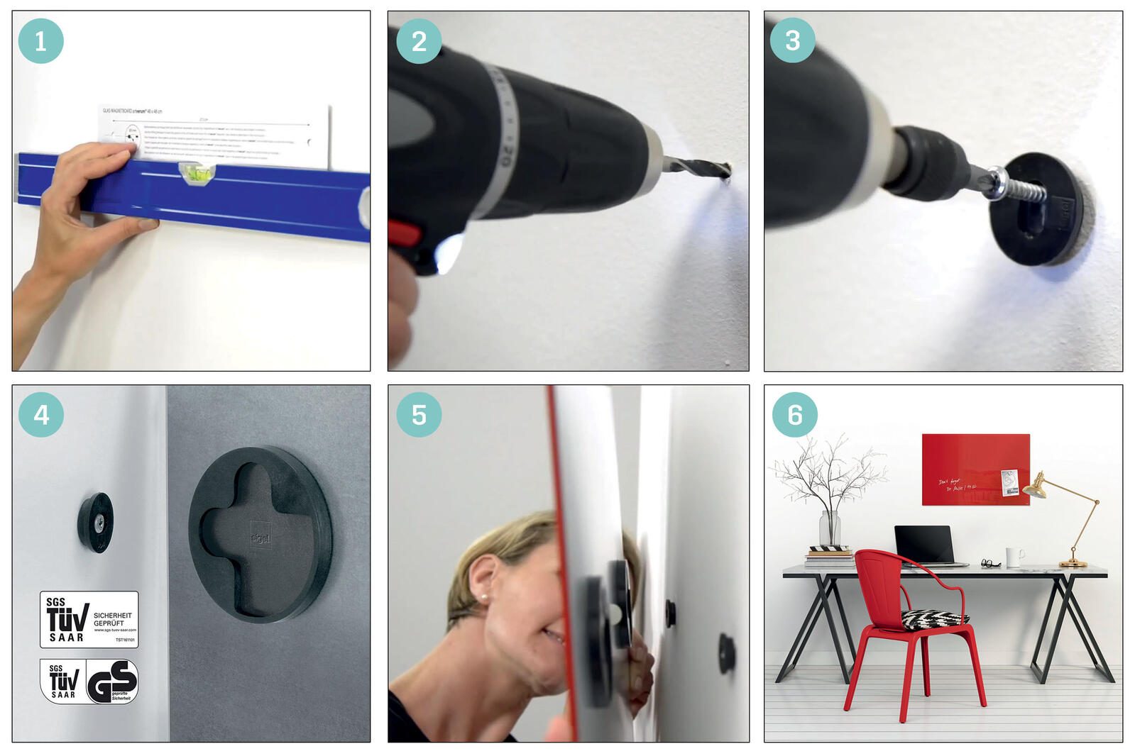 SIGEL Glas-Magnettafel artverum® 48,0 x 48,0 cm aquamarin