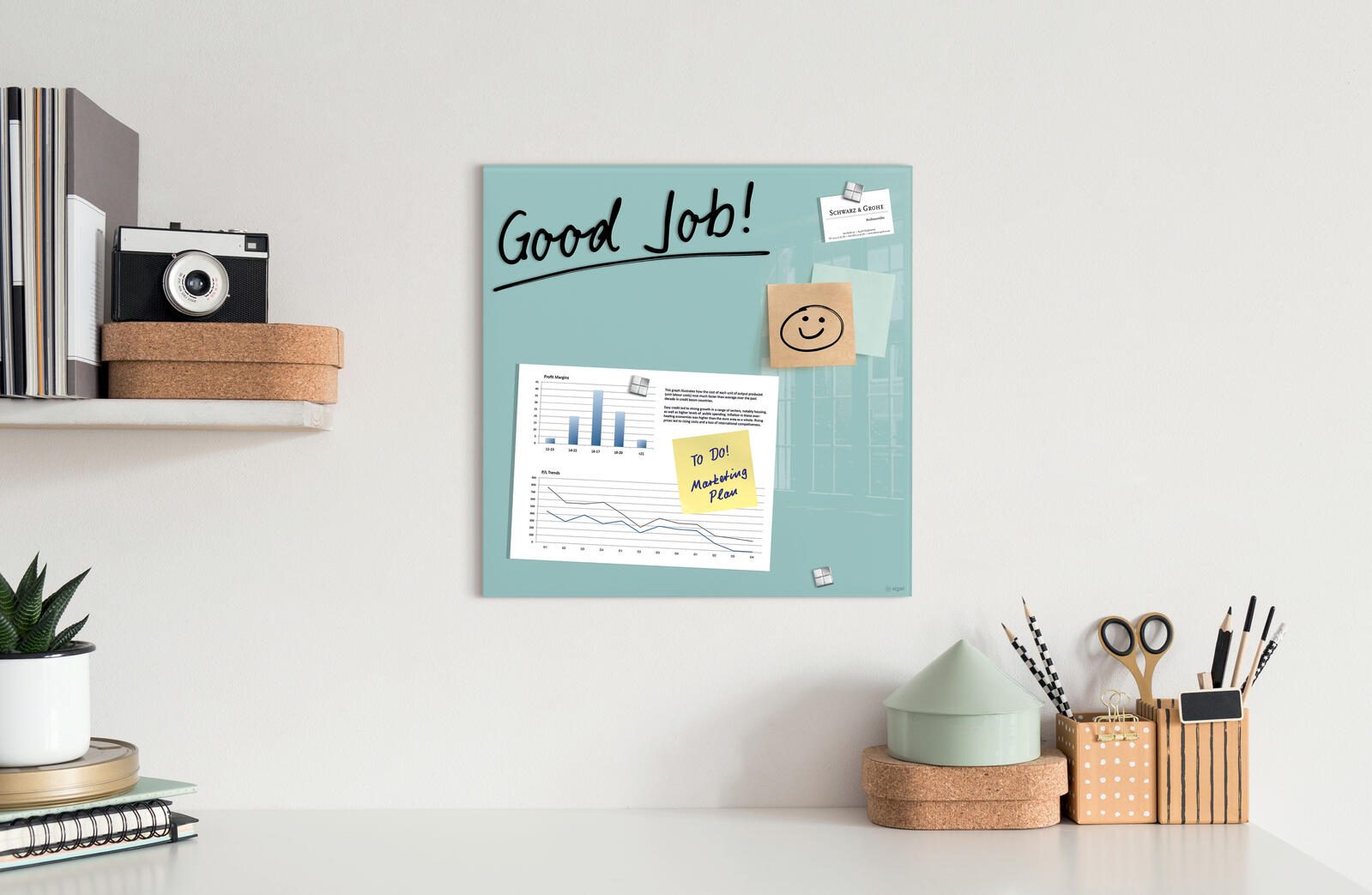 SIGEL Glas-Magnettafel artverum® 48,0 x 48,0 cm aquamarin