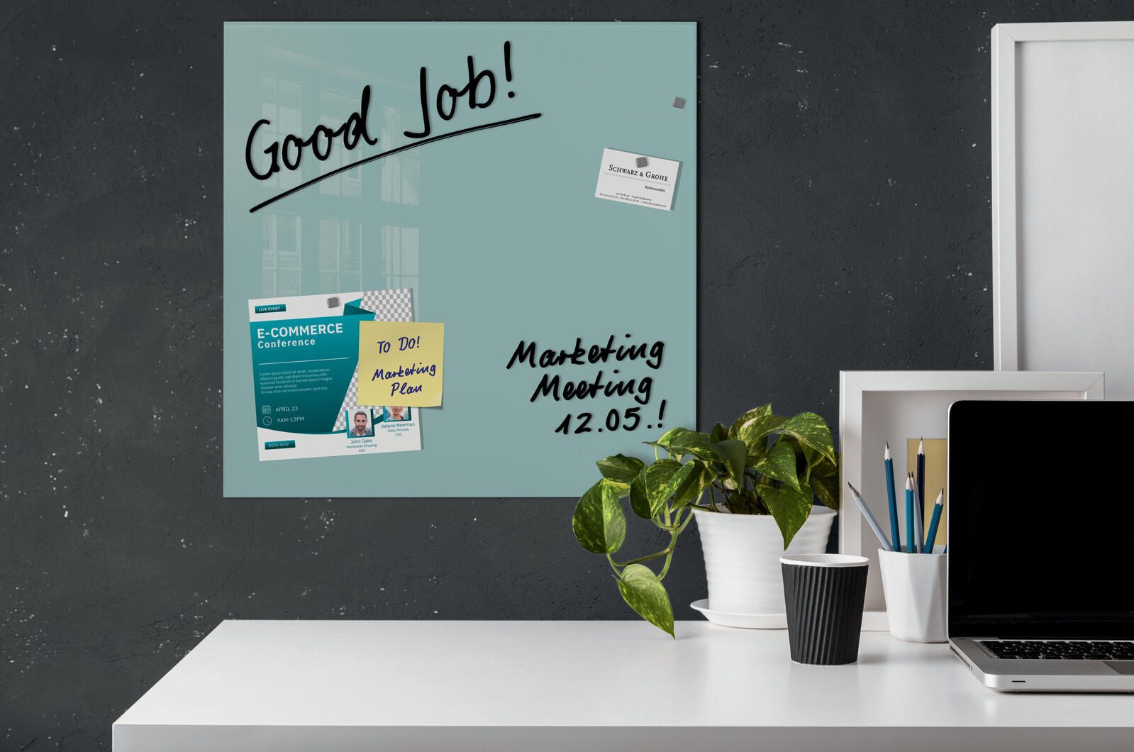 SIGEL Glas-Magnettafel artverum® 48,0 x 48,0 cm aquamarin