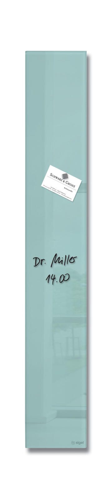 SIGEL Glas-Magnettafel artverum® 12,0 x 78,0 cm aquamarin