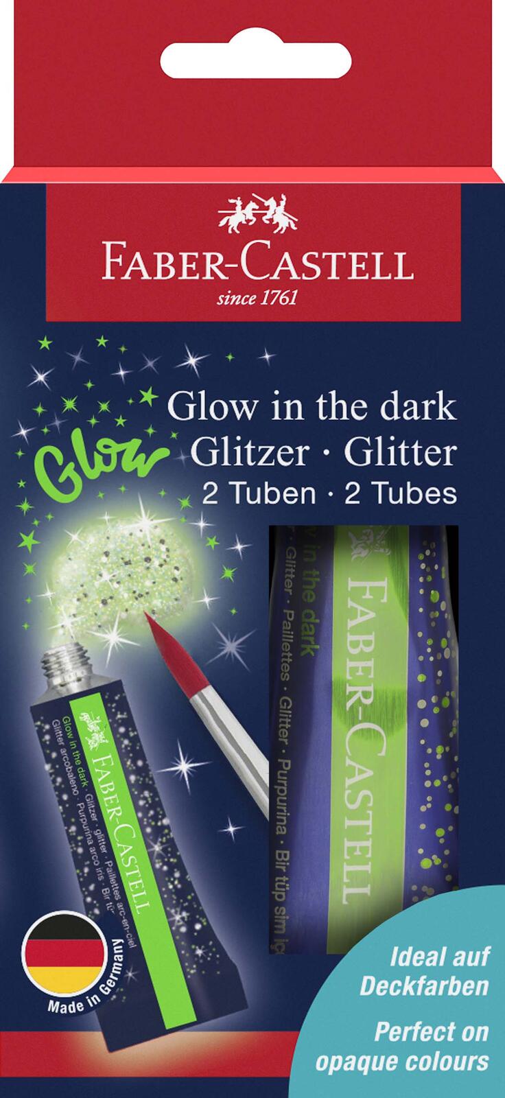 FABER-CASTELL Glitzer Glow in the dark Bastelkleber 2 x 12,0 g