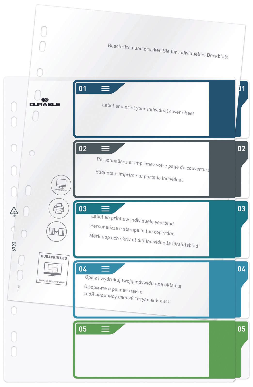 DURABLE Ordnerregister Überbreite 1-5 DIN A4