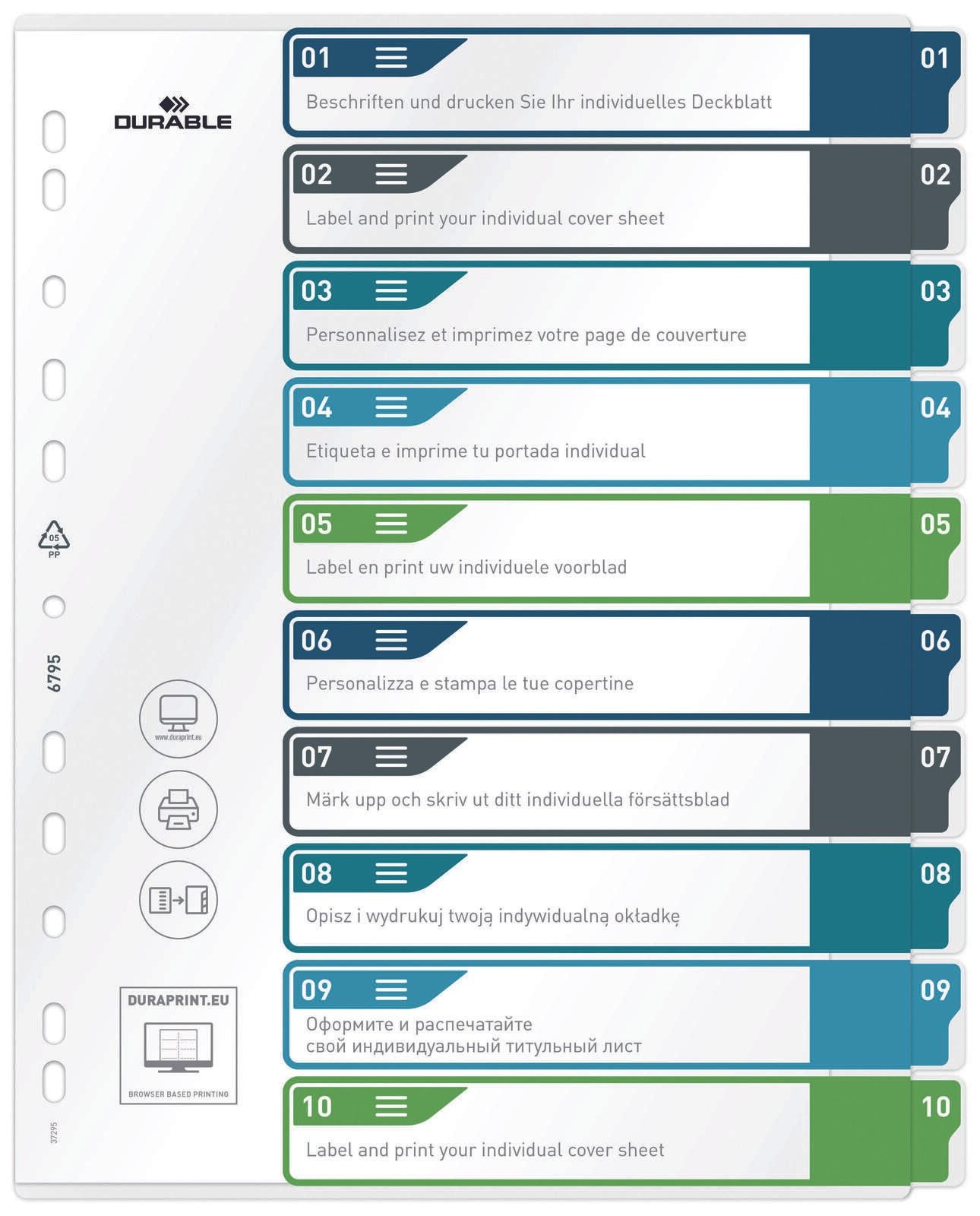 DURABLE Ordnerregister Überbreite 1-10 DIN A4