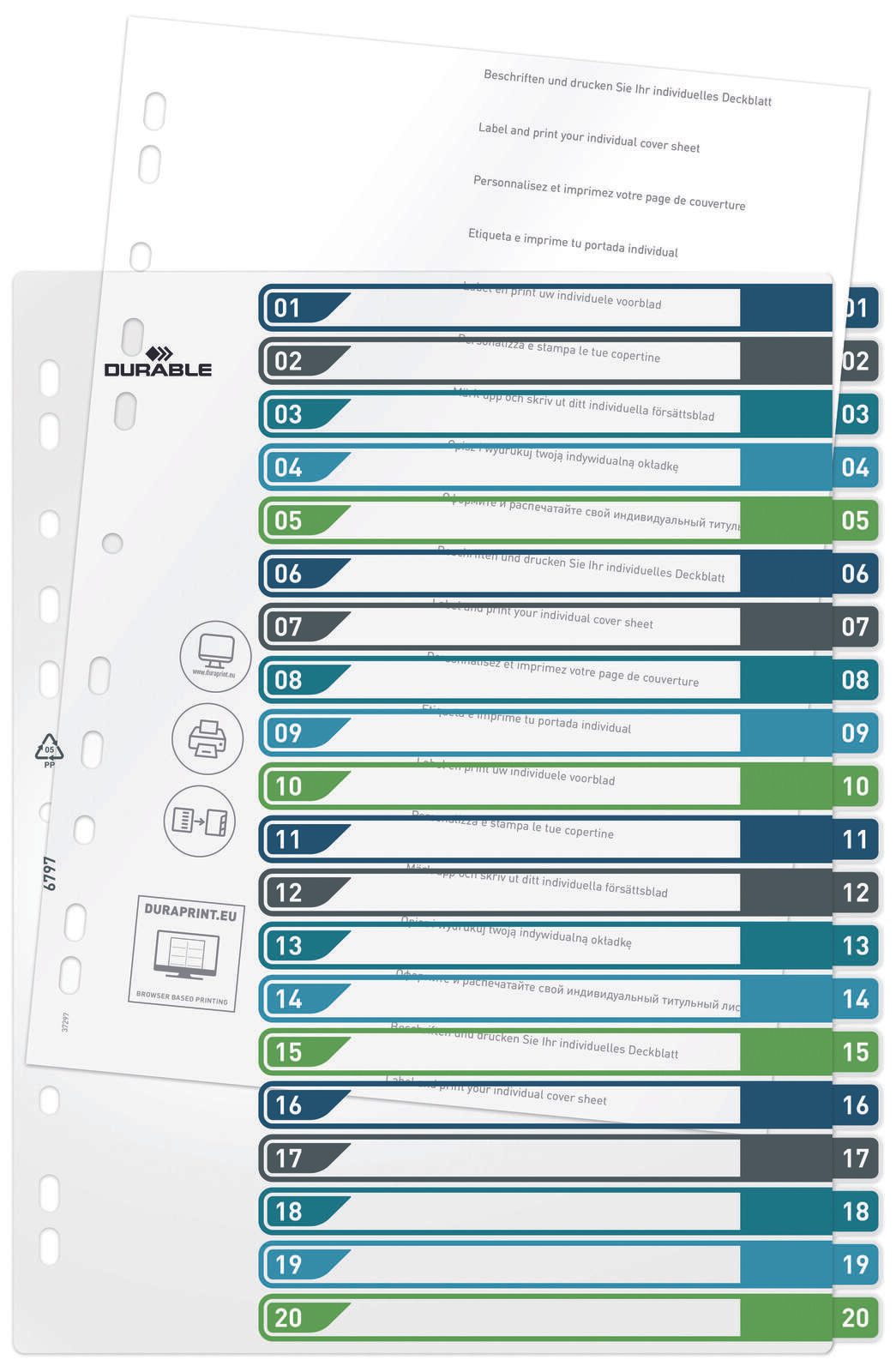 DURABLE Ordnerregister Überbreite 1-20 DIN A4