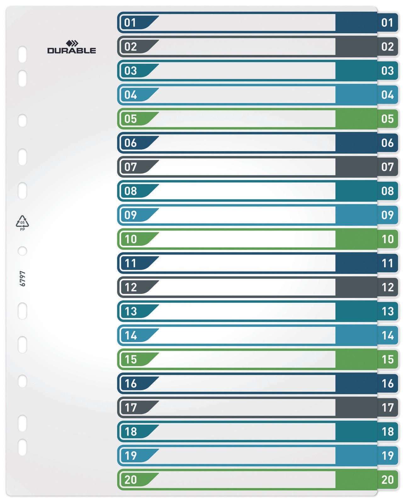 DURABLE Ordnerregister Überbreite 1-20 DIN A4