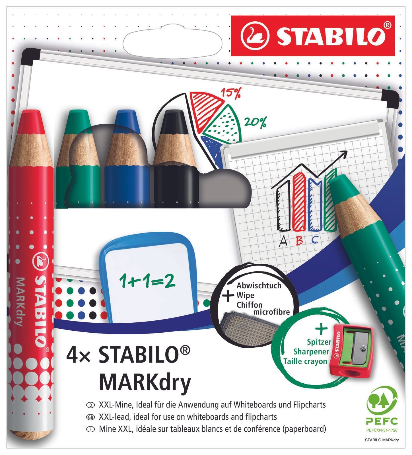 STABILO MARKdry Whiteboard- und Flipchart-Marker 1.0 - 10.0 mm Mehrfarbig