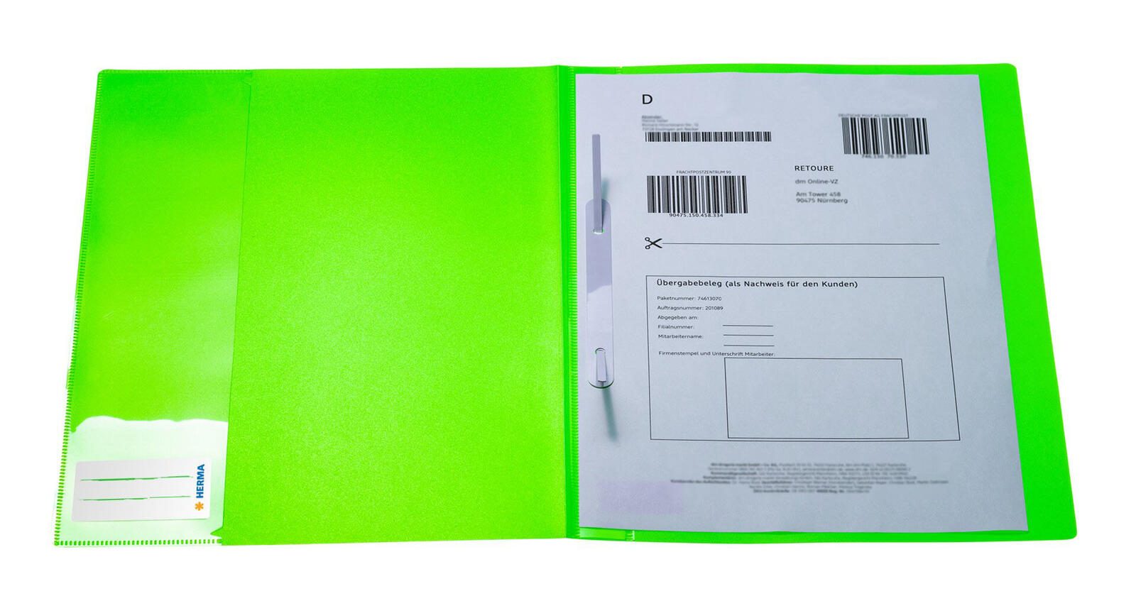 HERMA Schnellhefter DIN A4 Polypropylen (PP) neon-grün