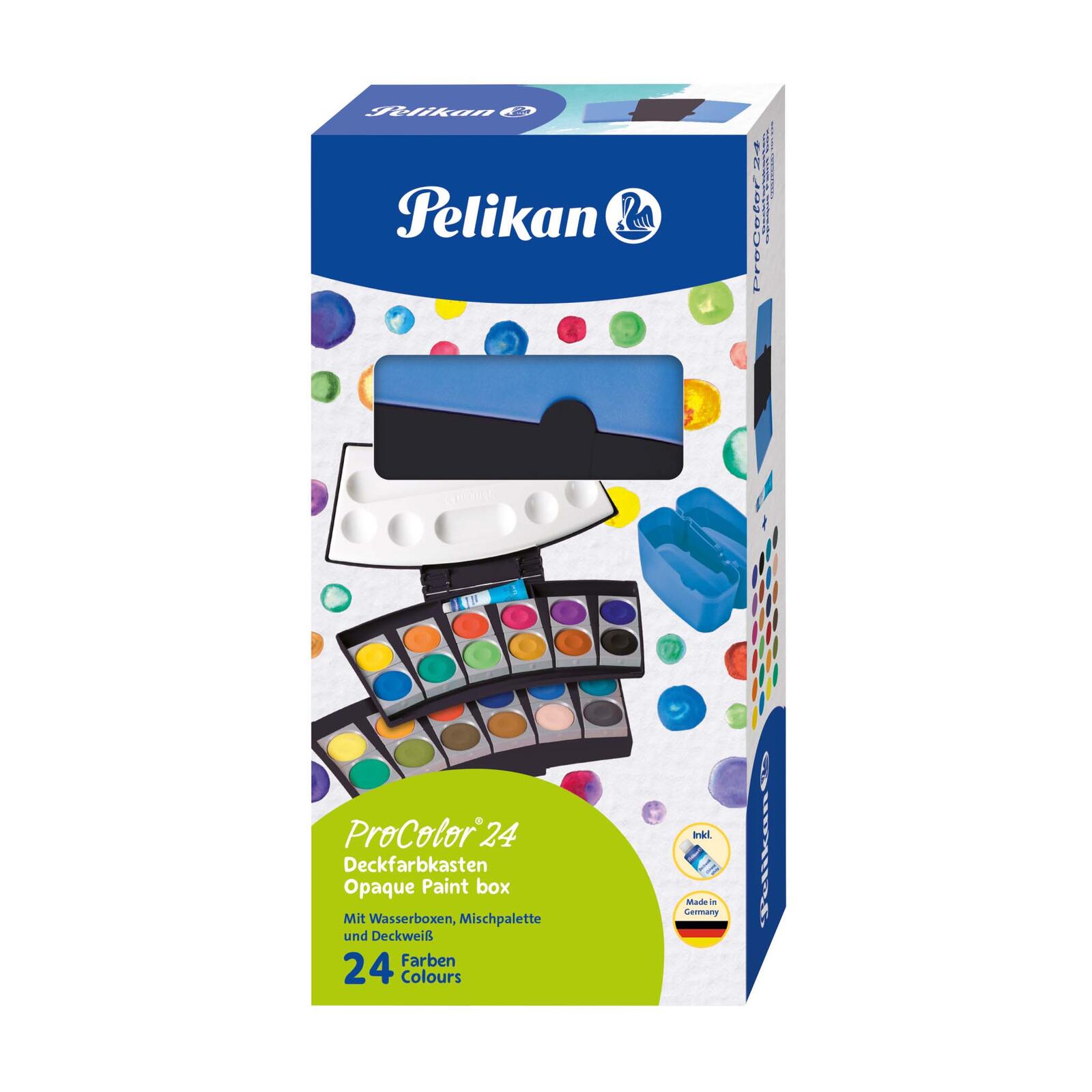 Pelikan Wasserfarbkasten 2 Wasserboxen + Deckweiß und 24 Farben