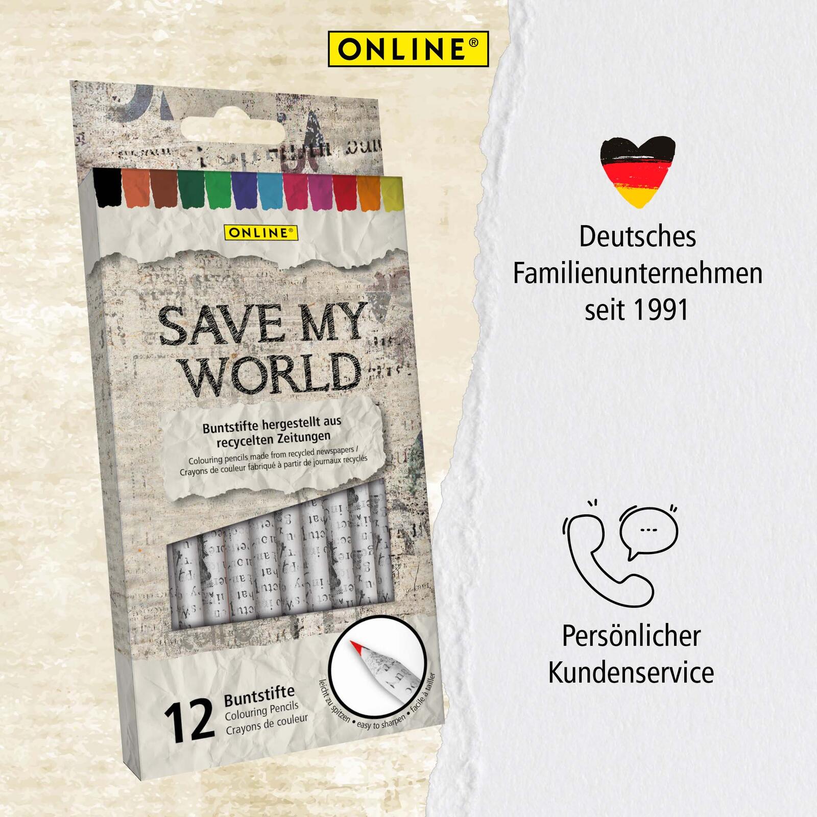 ONLINE® Buntstifte Save My World Mehrfarbig