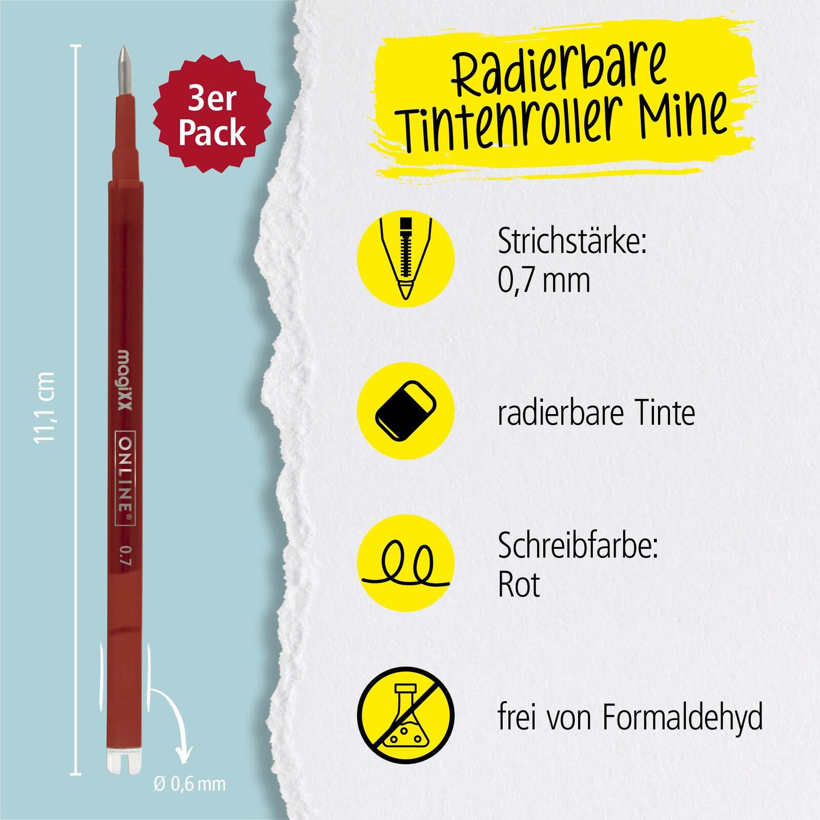 ONLINE® magiXX Gelschreiberminen 0.7 mm Rot