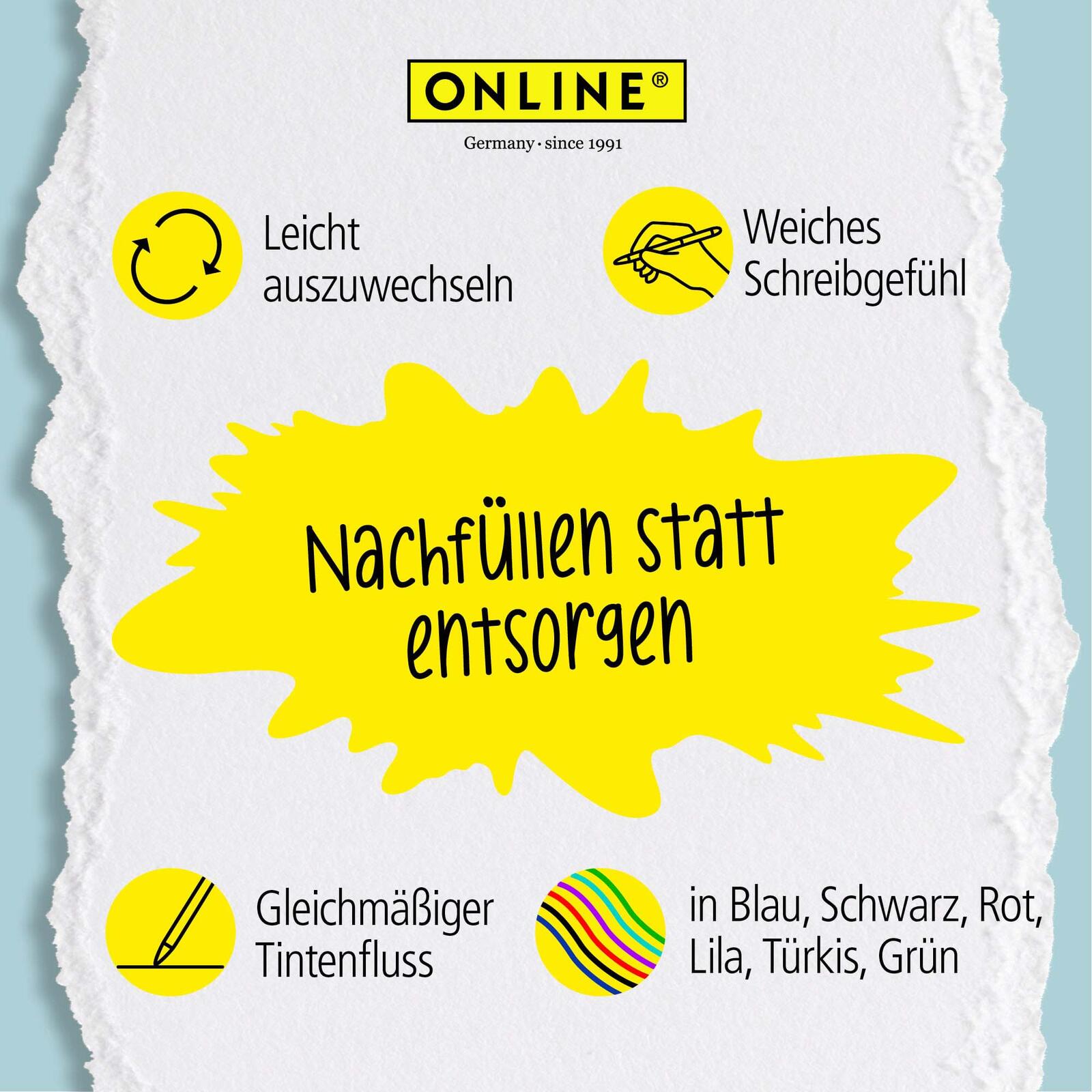 ONLINE® magiXX Gelschreiberminen 0.7 mm Türkis