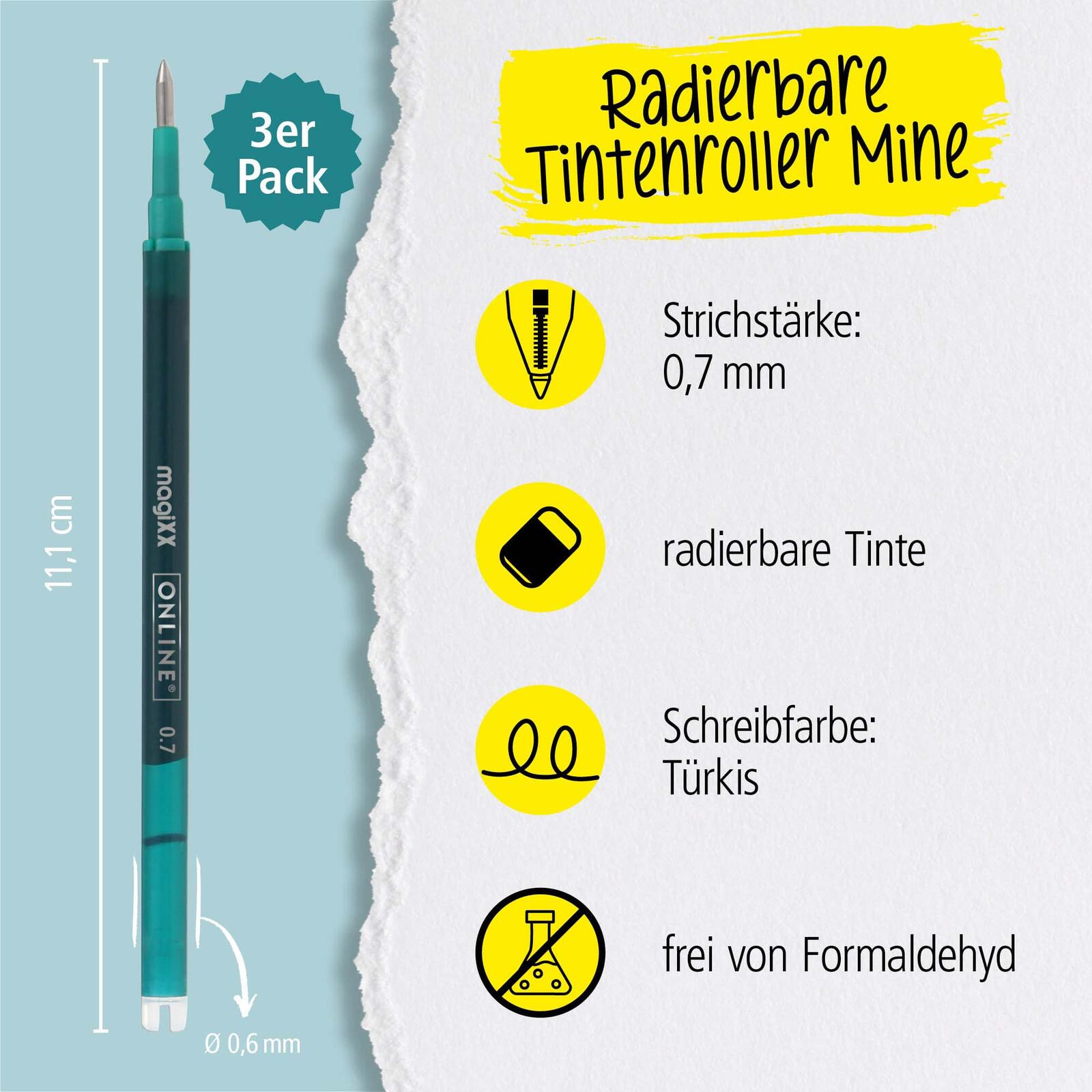 ONLINE® magiXX Gelschreiberminen 0.7 mm Türkis
