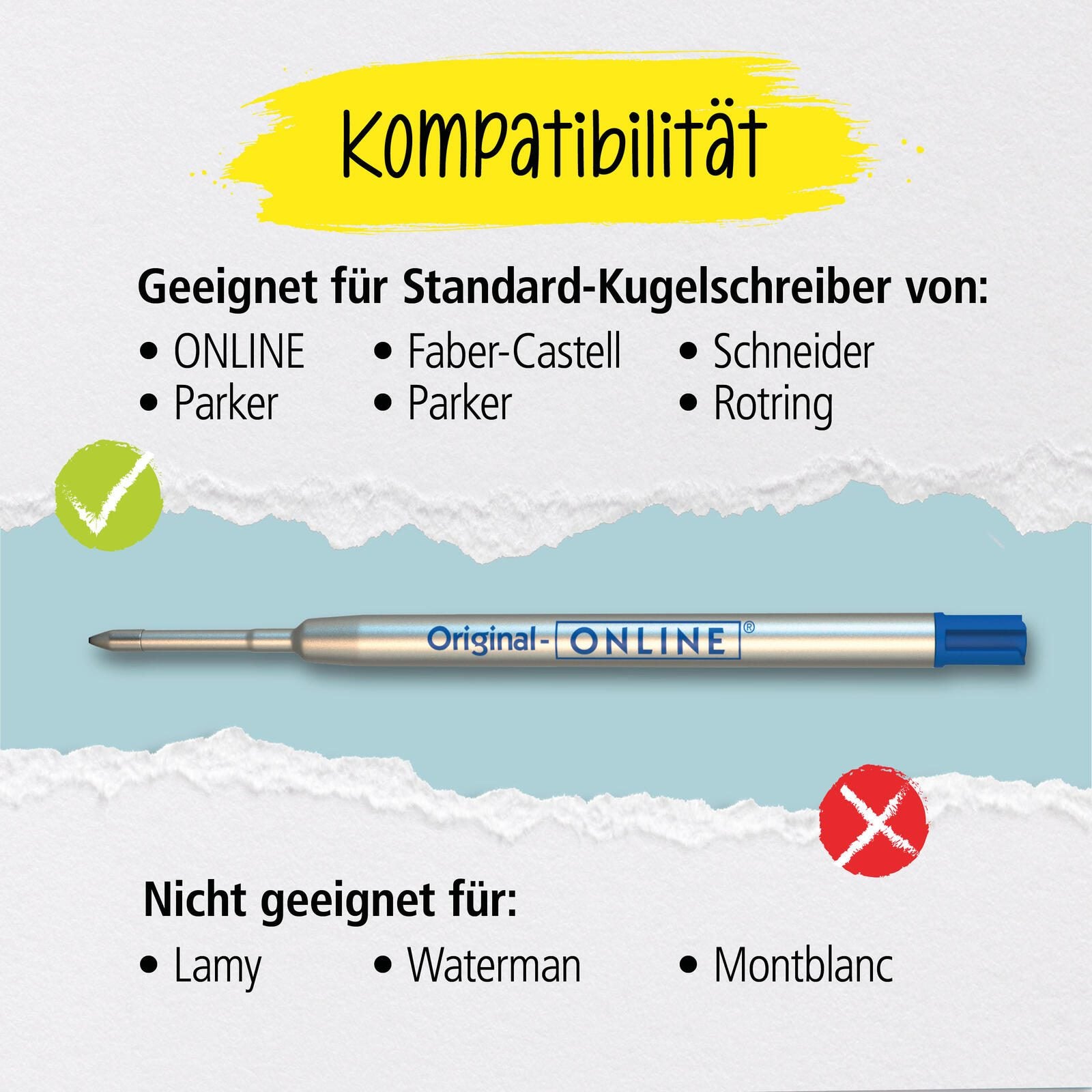 ONLINE® Kugelschreiberminen 6 St. 0.6 mm Blau