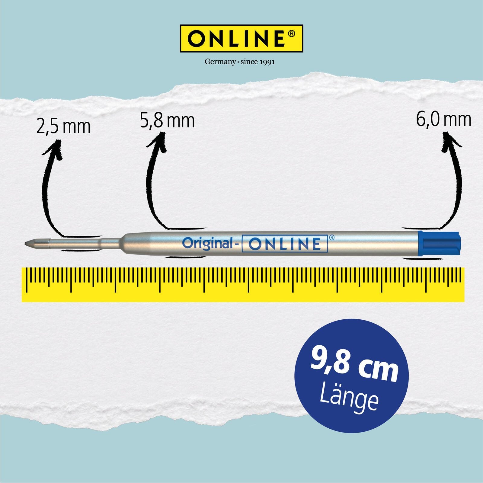 ONLINE® Kugelschreiberminen 6 St. 0.6 mm Blau