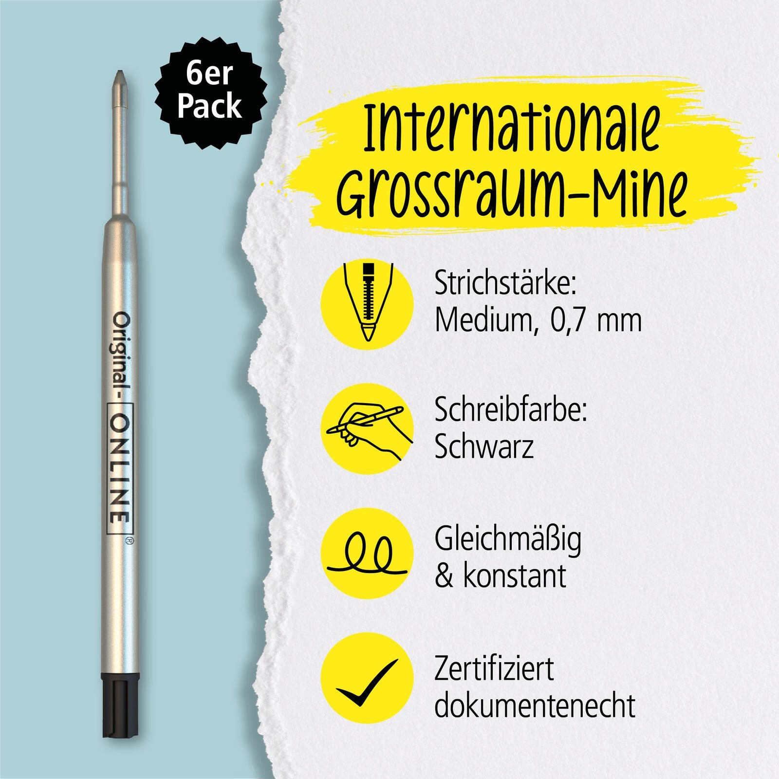 ONLINE® Kugelschreiberminen 6 St. 0.6 mm Schwarz