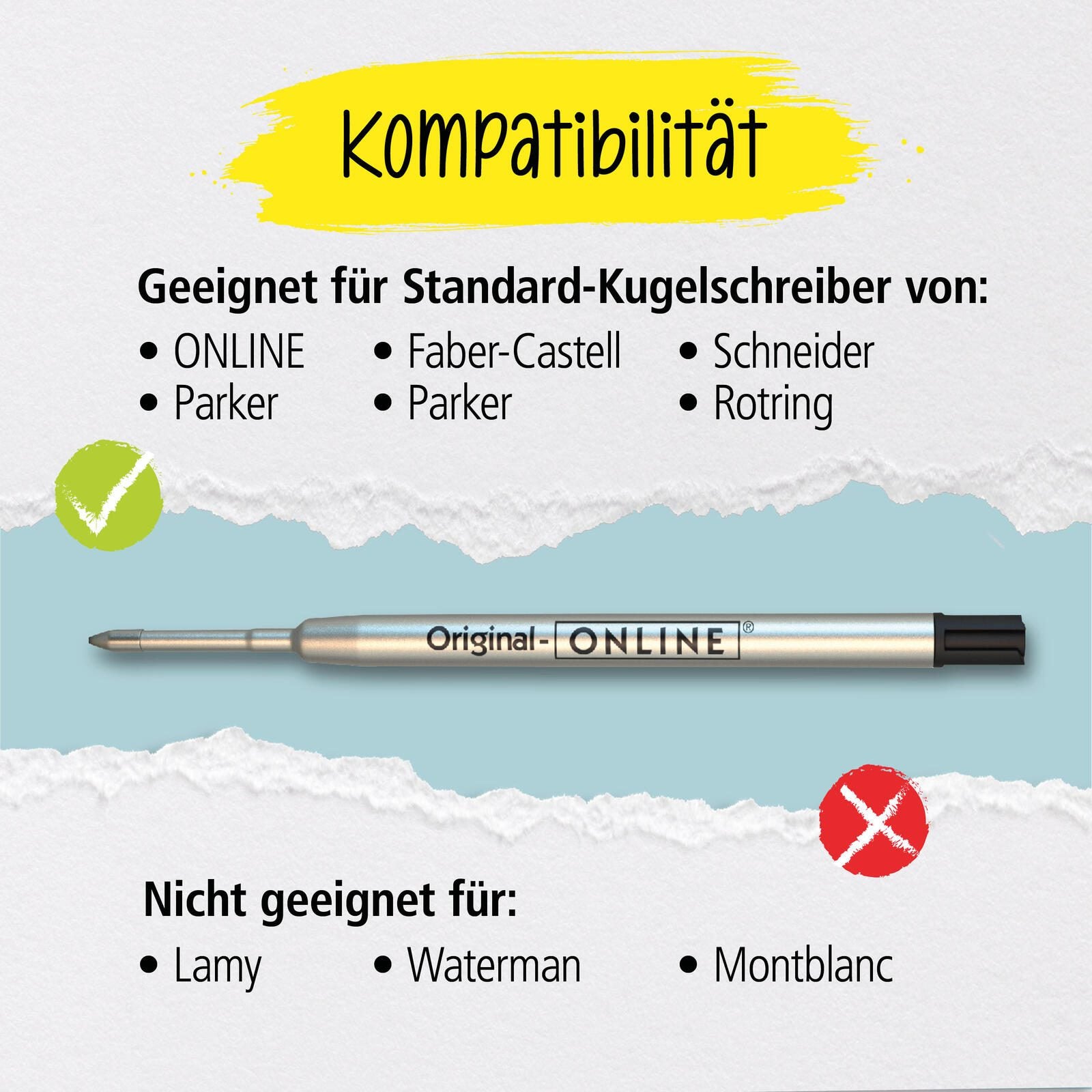 ONLINE® Kugelschreiberminen 6 St. 0.6 mm Schwarz