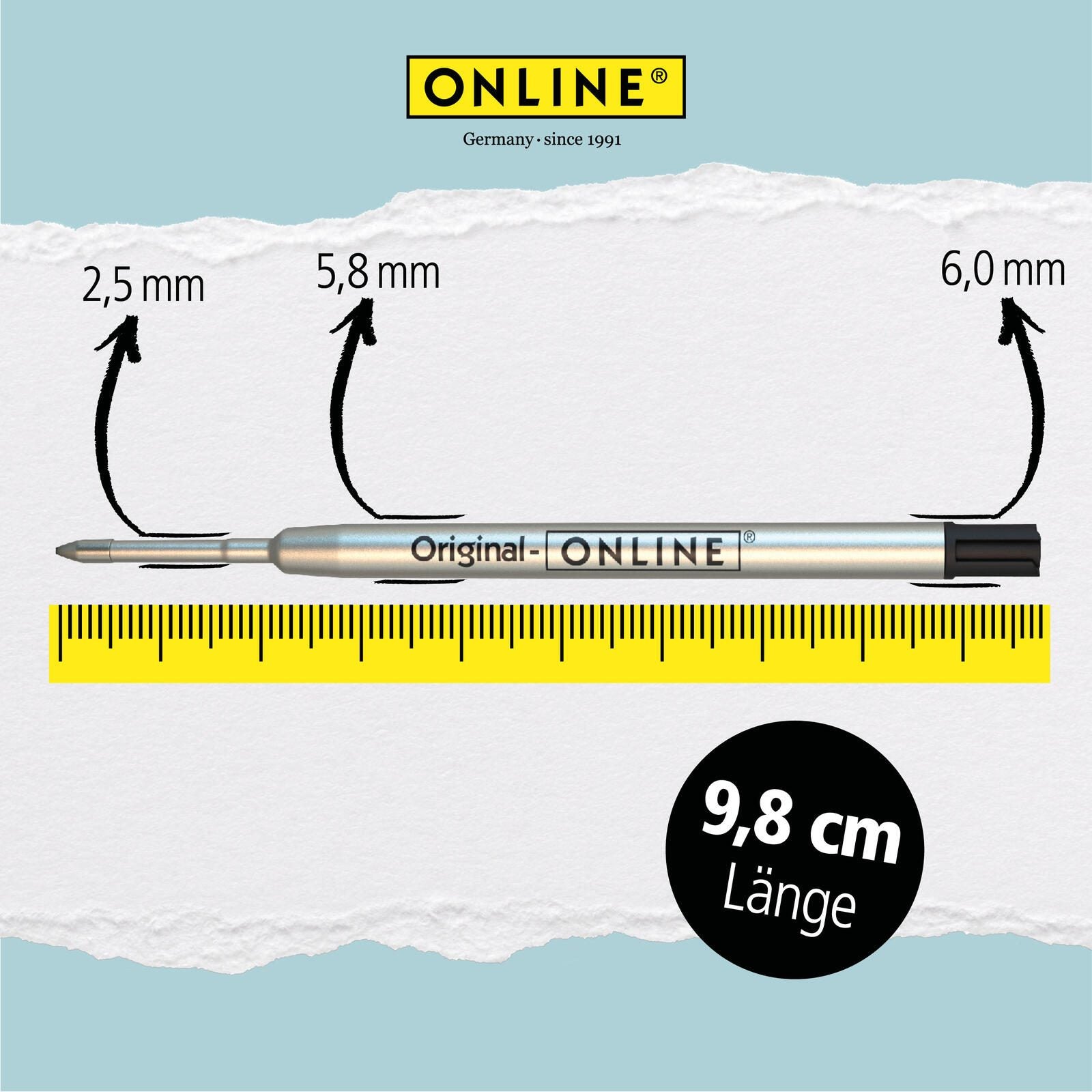 ONLINE® Kugelschreiberminen 6 St. 0.6 mm Schwarz