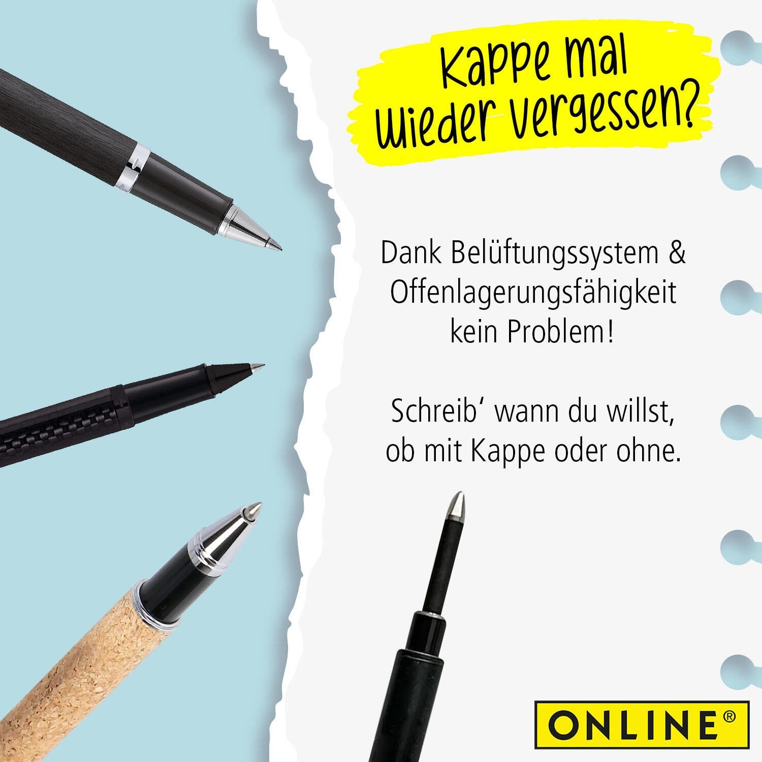 ONLINE® Rollerball-Minen Gelschreiberminen 0.7 mm Schwarz