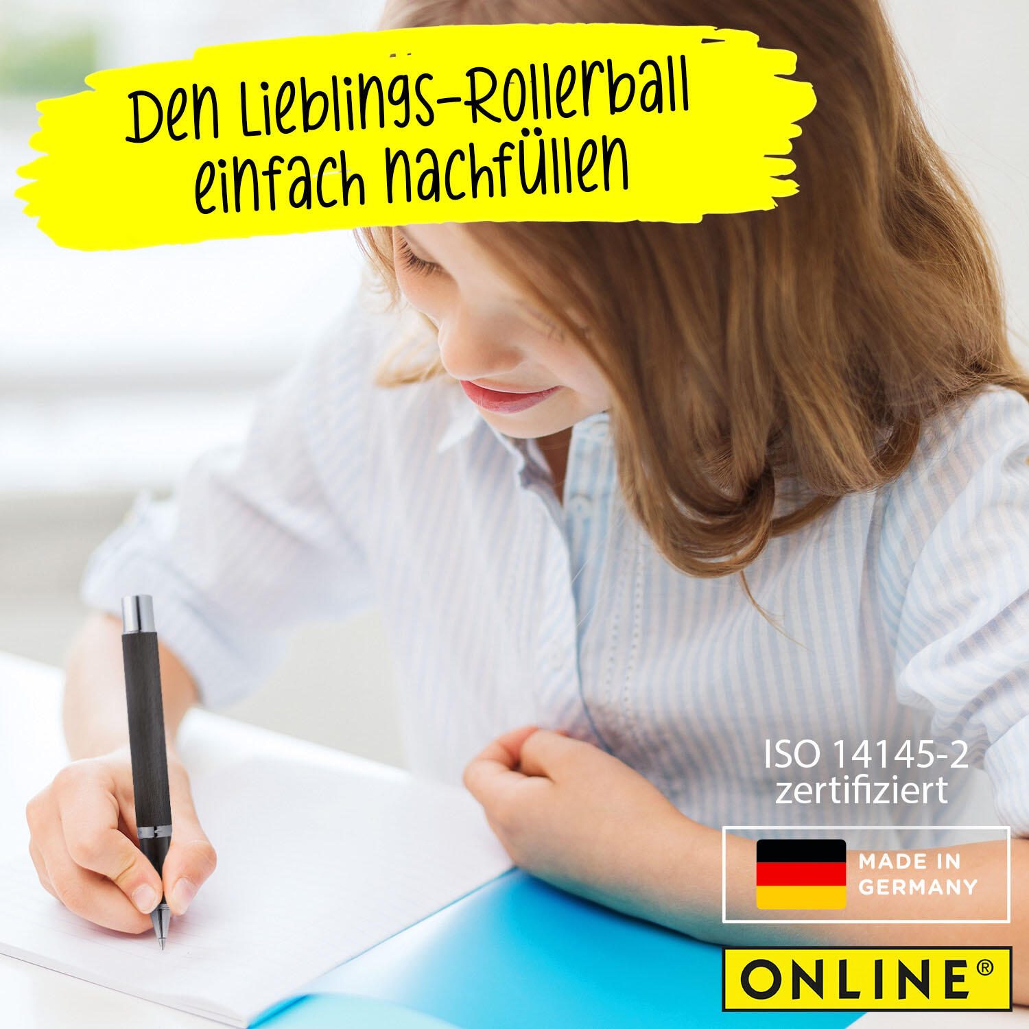 ONLINE® Rollerball-Minen Gelschreiberminen 0.7 mm Schwarz